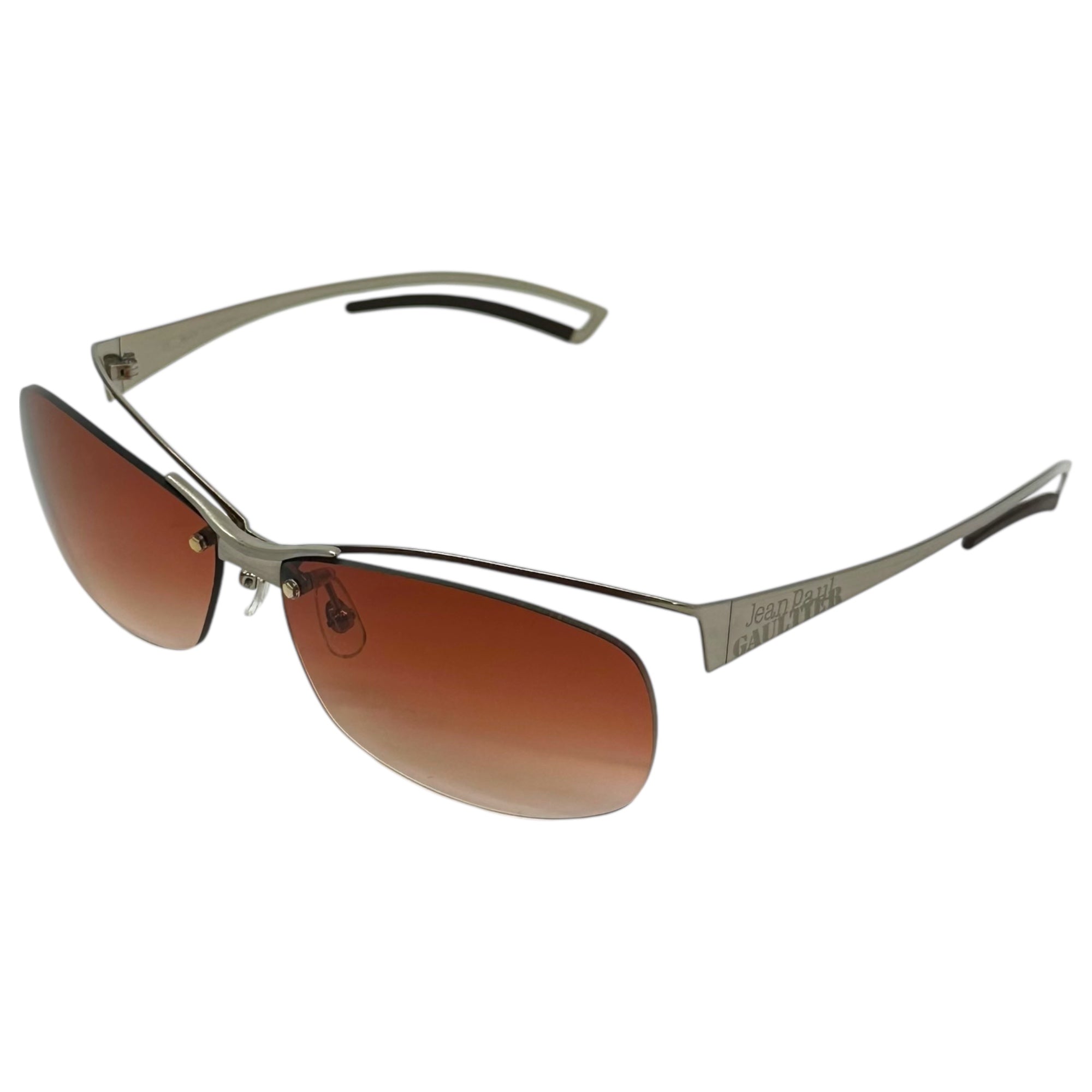 Jean Paul GAULTIER(ジャンポールゴルチエ) 00's Aluminum Design Frame Sunglasses アルミ デザイン フレーム サングラス SJP082J 62□14 シルバー 眼鏡