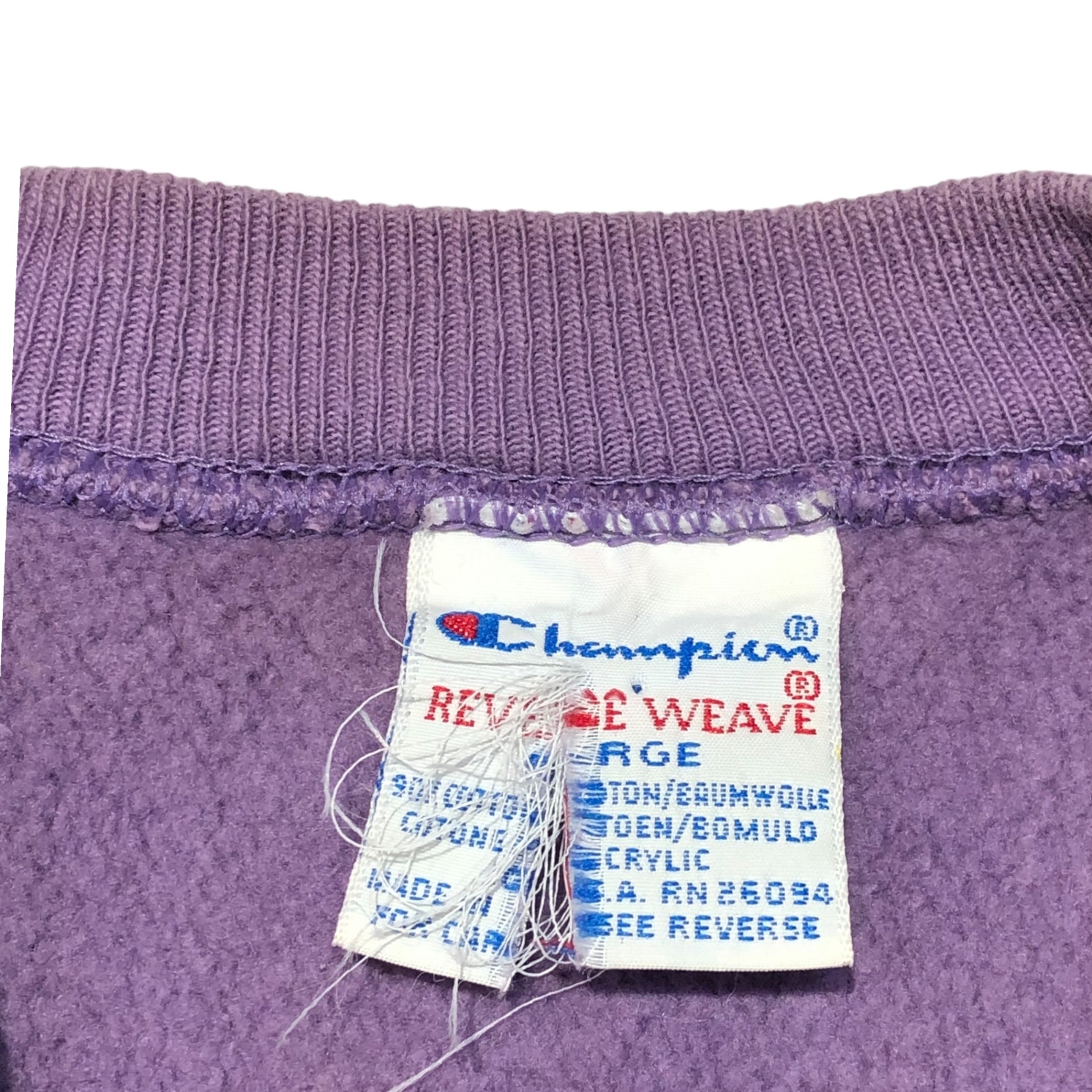 Champion(チャンピオン) 90's One point logo reverse weave sweatshirt リバースウィーブ スウェット L パープル 90年代 トリコタグ ヴィンテージ