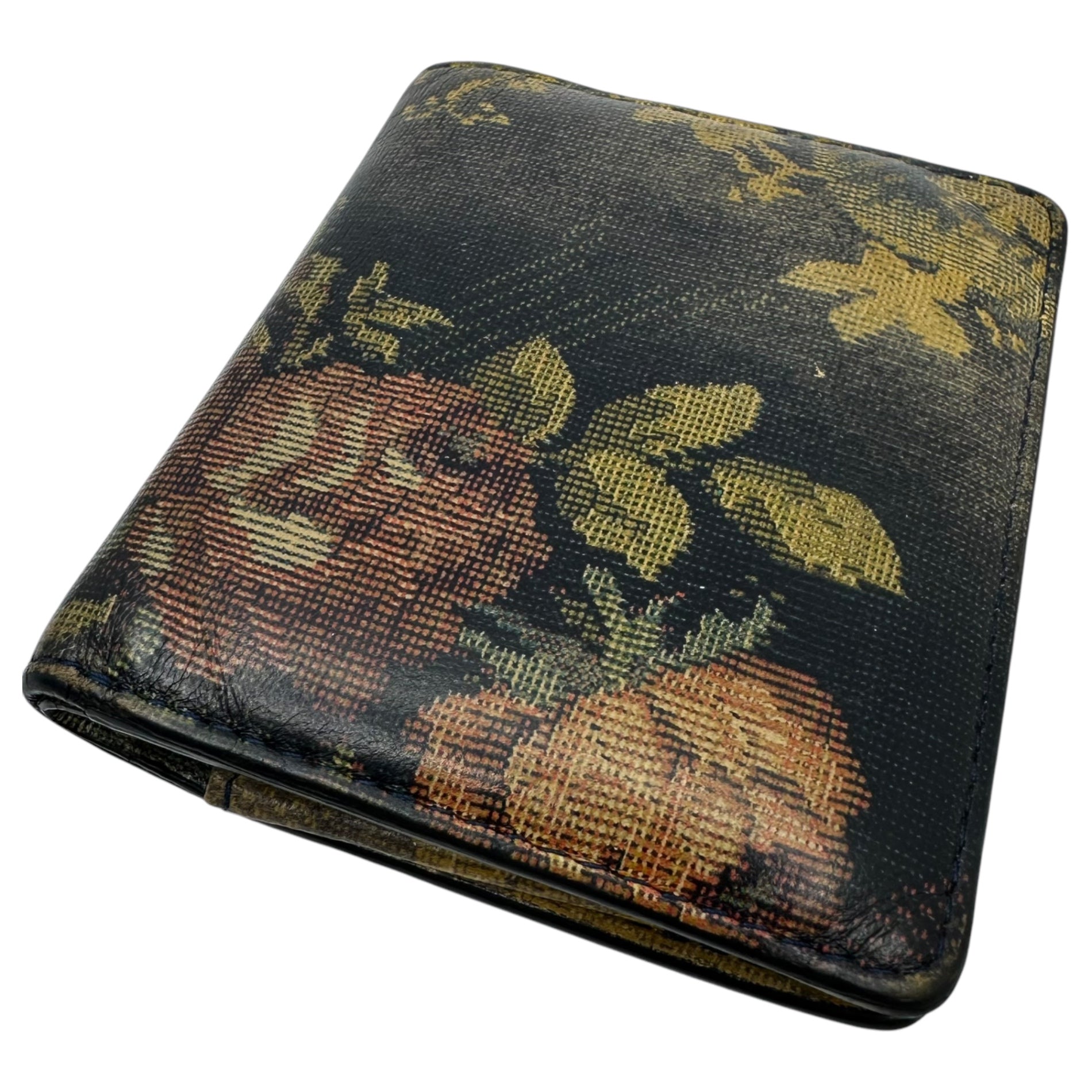 MAISON MARGIELA(メゾンマルジェラ) Calf Leather Bifold Wallet 'Cumin' カーフレザー 二つ折り財布 クミン S56UI0140 ブラック×ベージュ ウォレット 花柄