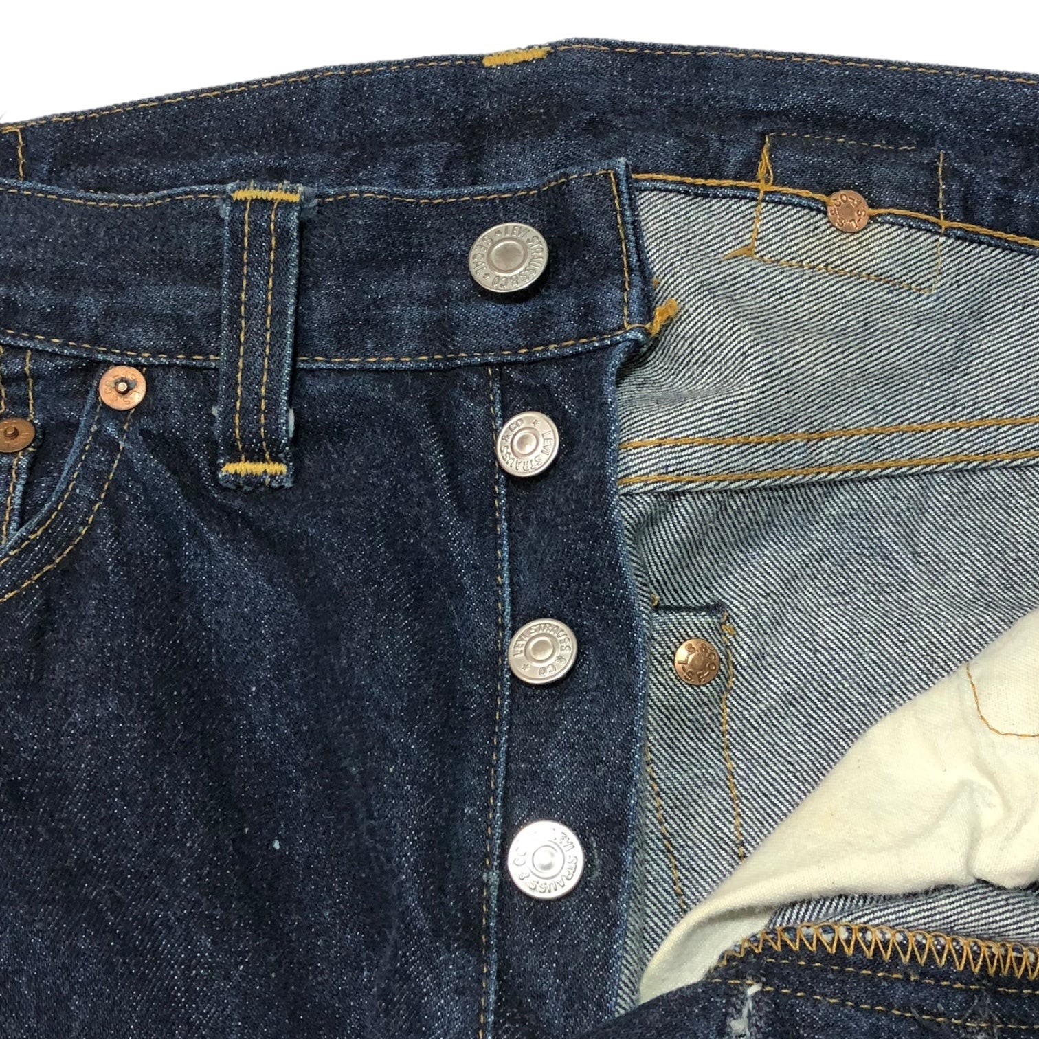 Levi's(リーバイス) 90's 201XX straight denim pants ヴィンテージ セルビッチ ストレート デニム パンツ ジーンズ 201-0003 W34 インディゴ 濃紺 裏ボタン555 バレンシア工場製 USA製 赤耳