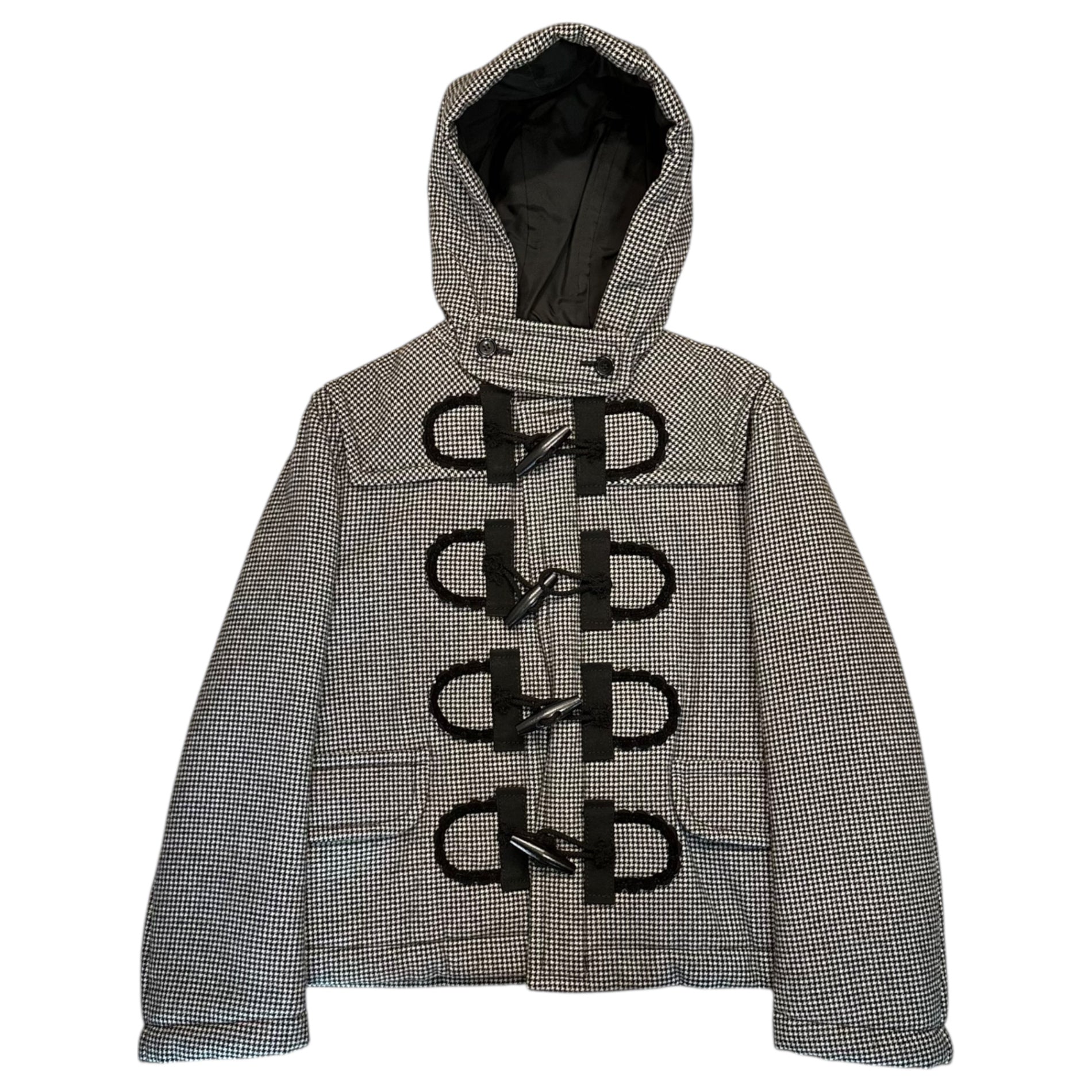 tricot COMME des GARCONS(トリココムデギャルソン) 10AW Quilted Short Duffle Coat with Chidori Pattern 中綿 千鳥柄 ショート ダッフル コート TF-C013 M ブラック×ホワイト AD2010