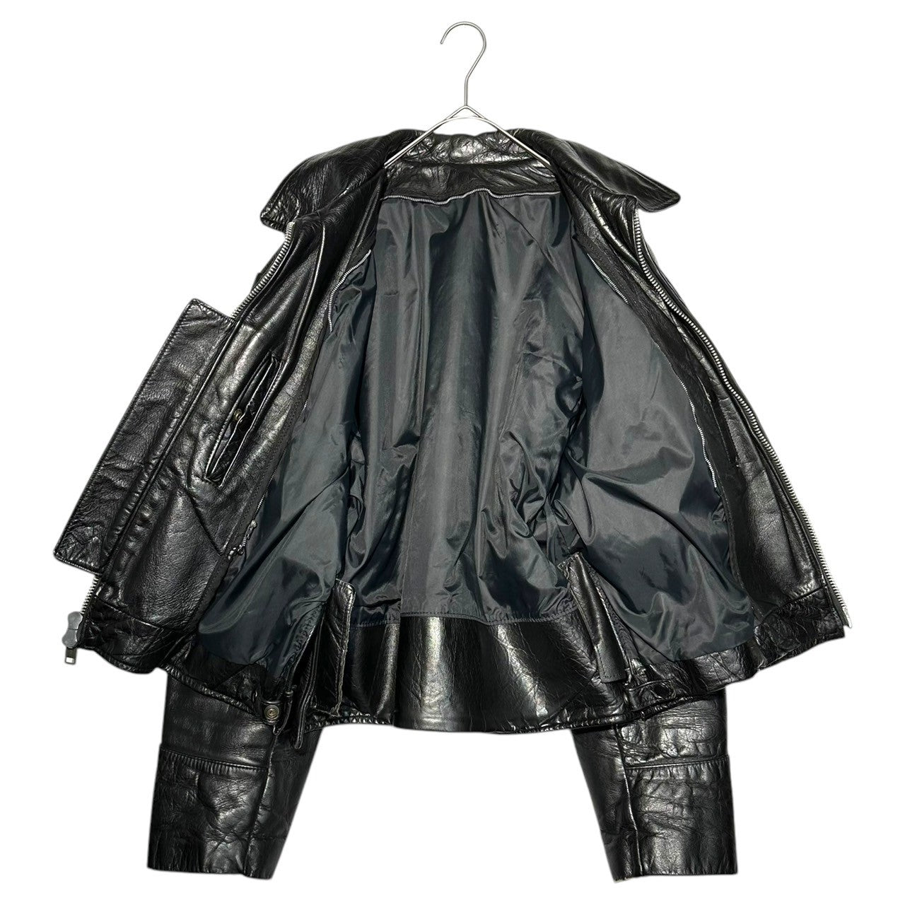 VINTAGE(ヴィンテージ) 70~80's Vintage Police Man Leather Jacket 70~80年代 ヴィンテージ ポリスマン レザー ジャケット ブラック IDEALジップ POLICEボタン ライナー欠品 ショート丈