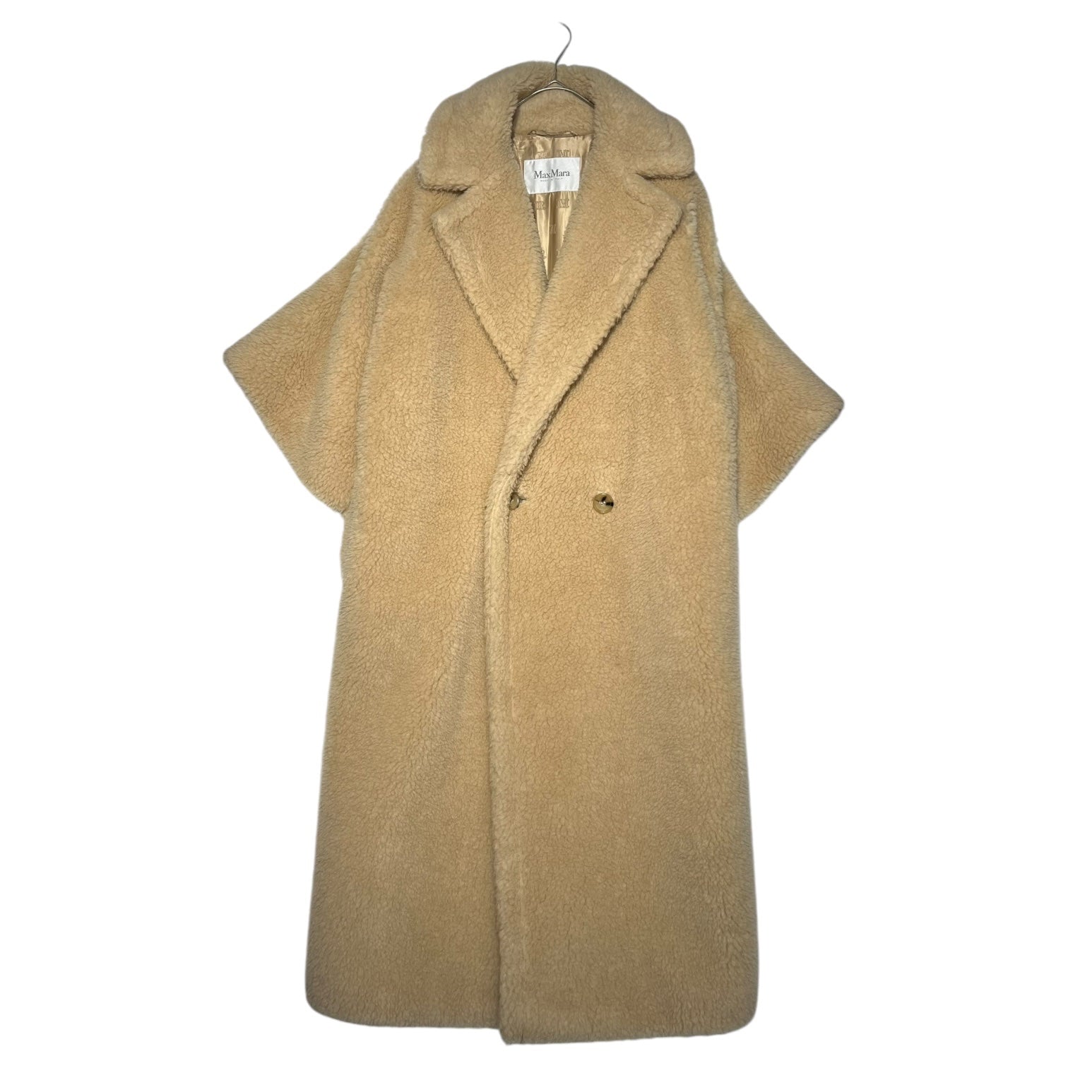 MAX MARA(マックスマーラ) キャメルxウールxシルク テディベア コート PRIMO 23101104316 42(L程度) ベージュ ロング コート ボア チェスター