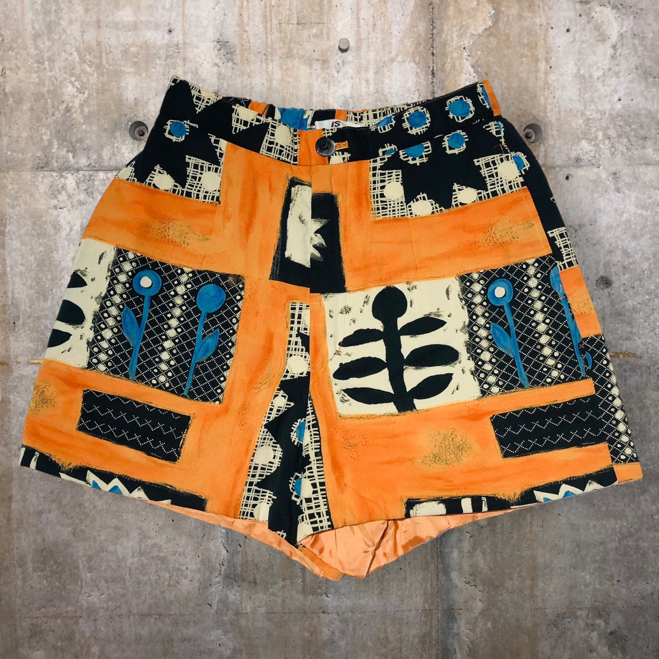 i.s. ISSEY MIYAKE(アイエス イッセイミヤケ) 90's graphic textile short pants/グラフィックテキスタイルショートパンツ IS33-FF022 M オレンジ