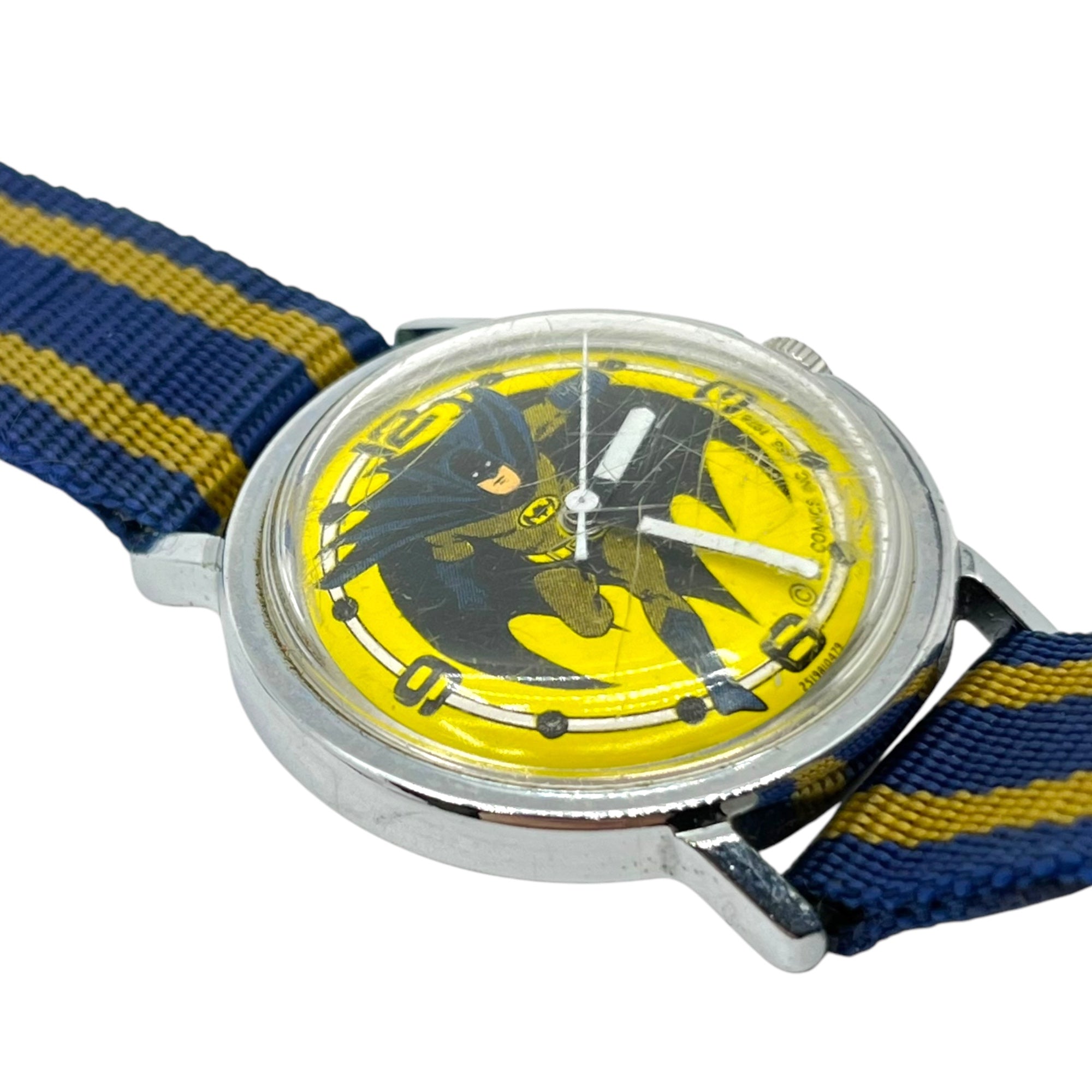VINTAGE(ヴィンテージ) 70's batman manual winding watch バットマン 手巻き 腕時計 レトロ ヴィンテージ イエロー 年代物の為、全体的に傷有