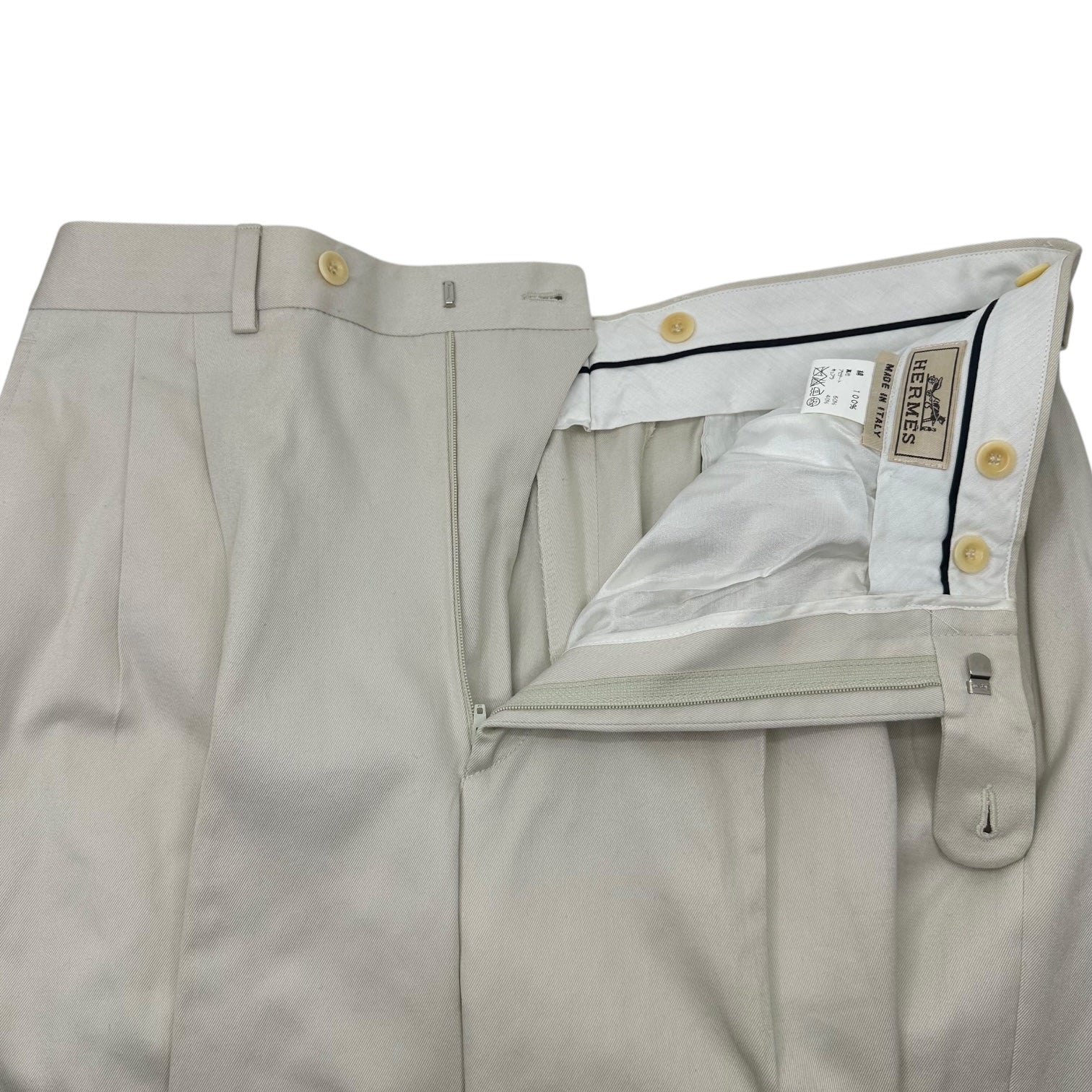 HERMES(エルメス) 2-Tuck Chino Trouser Pants 2タック チノ トラウザー パンツ 52(XL程度) ベージュ スラックス