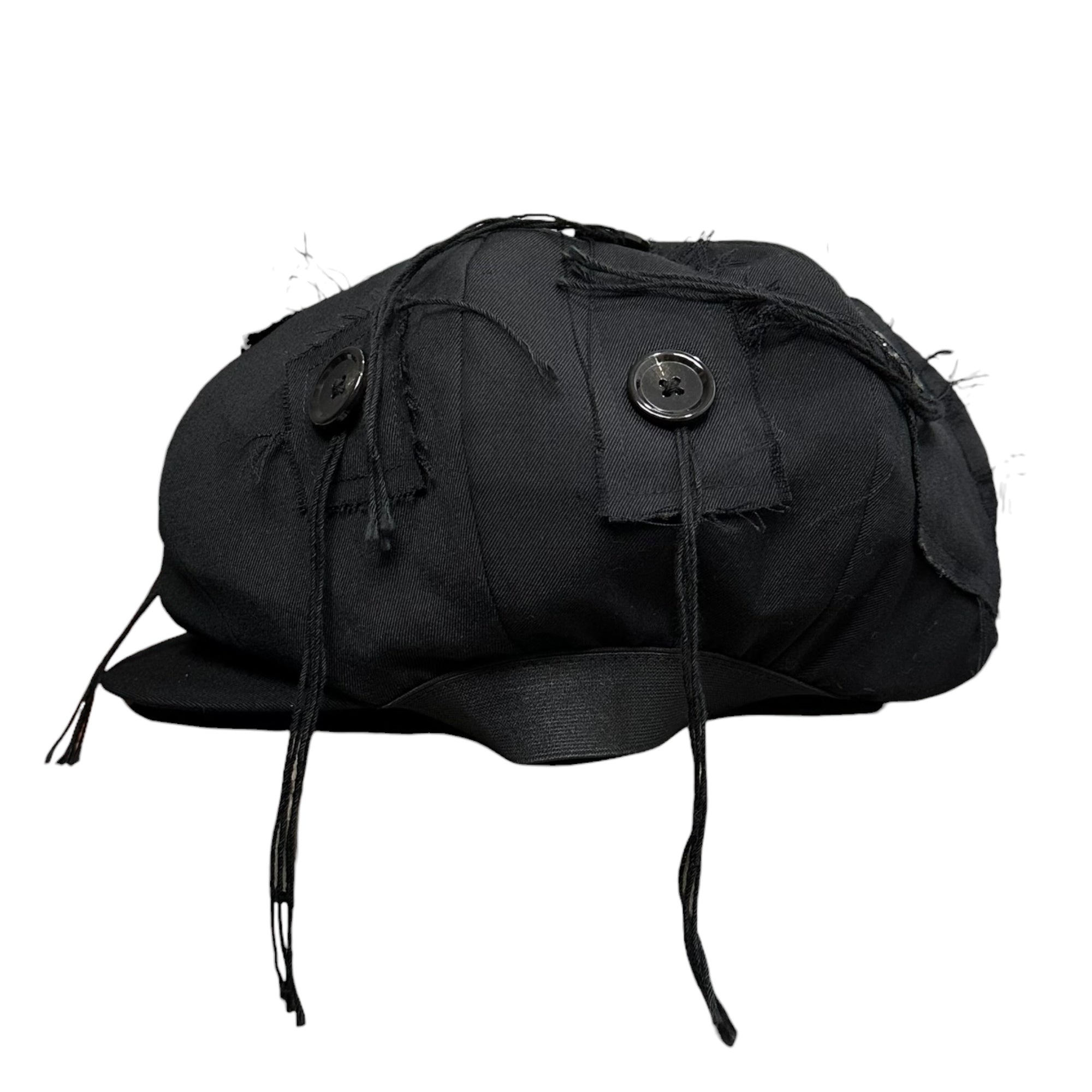 Nemeth(ネメス) Pleated Button-up Big Casquette ヒモ ボタン ビッグ キャスケット 帽子 M ブラック トレーディングミュージアム等取扱
