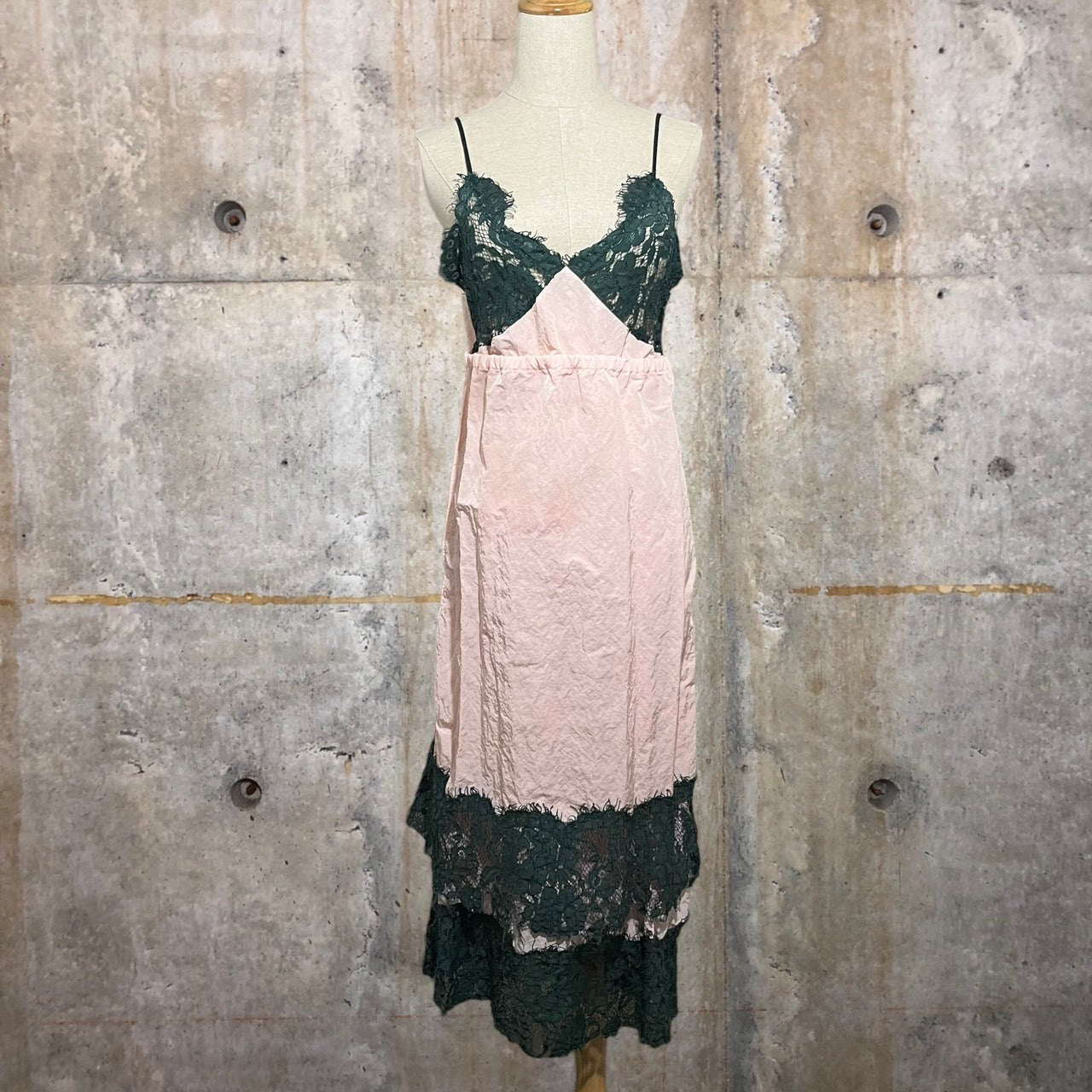 MM6(エムエムシックス) レースシワ加工キャミソールレイヤードセットアップ S32CT0875/S32MA0254 36(Sサイズ程度) ピンク