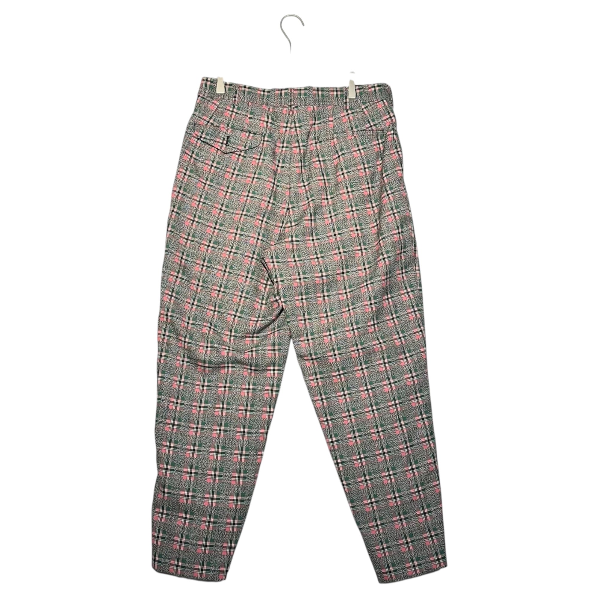 COMME des GARCONS HOMME PLUS(コムデギャルソンオムプリュス) 20AW Tartan Check Wide Slacks Pants タータン チェック ワイド スラックス パンツ PF-P042 M グレー×ピンク AD2020 SAMPLE品
