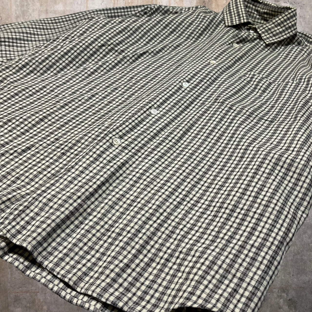 COMME des GARCONS HOMME PLUS(コムデギャルソンオムプリュス) 80's wide silhouette wool check shirt/ワイドシルエットウールチェックシャツ/80年代/ヴィンテージ PB-050010 SIZE FREE ホワイト×ブラック 本人期