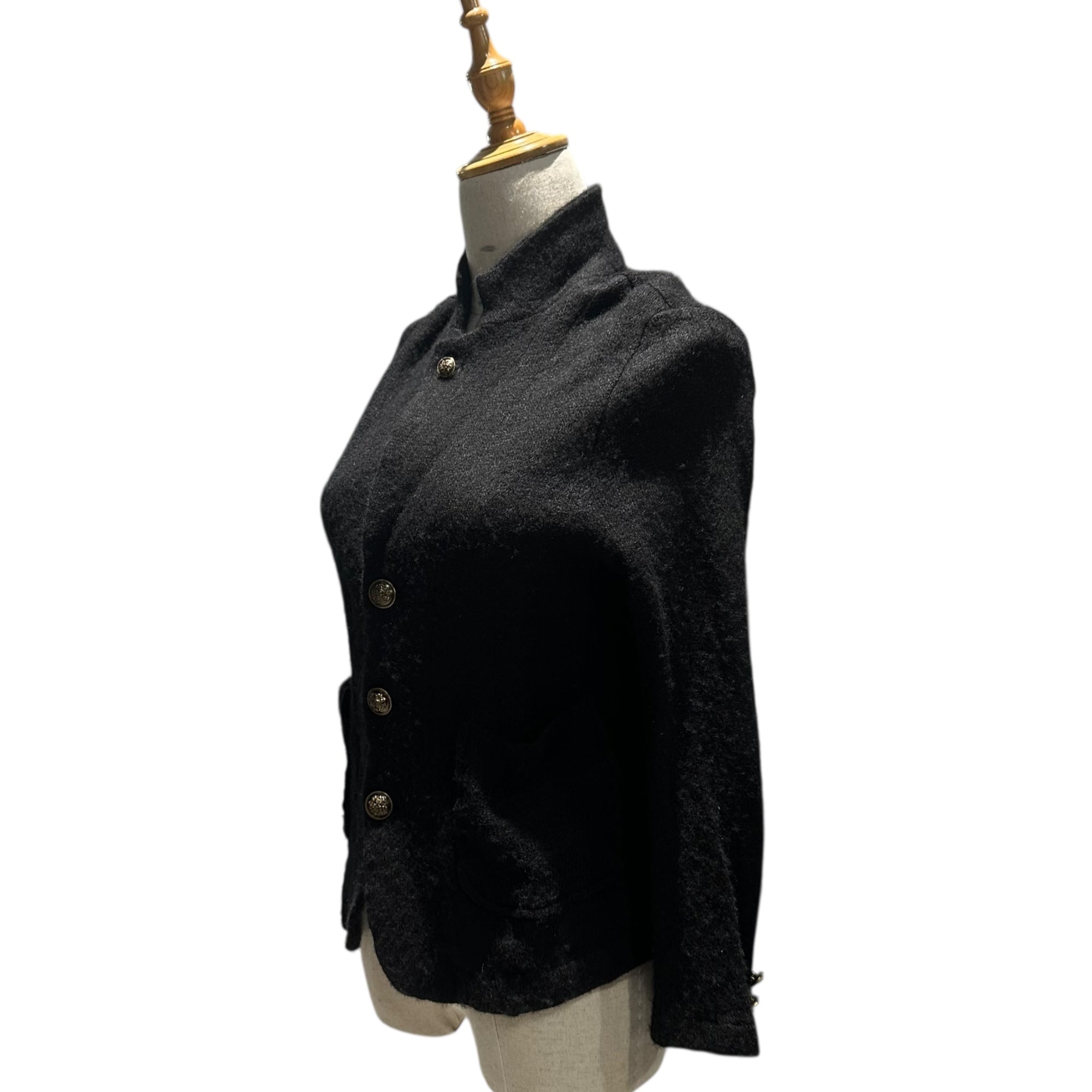 tricot COMME des GARCONS(トリココムデギャルソン) 11AW Mohair Blend Gold Button Wool Knit Jacket モヘア混 金ボタン ウール ニット ジャケット TH-T035 S ブラック×ゴールド AD2011