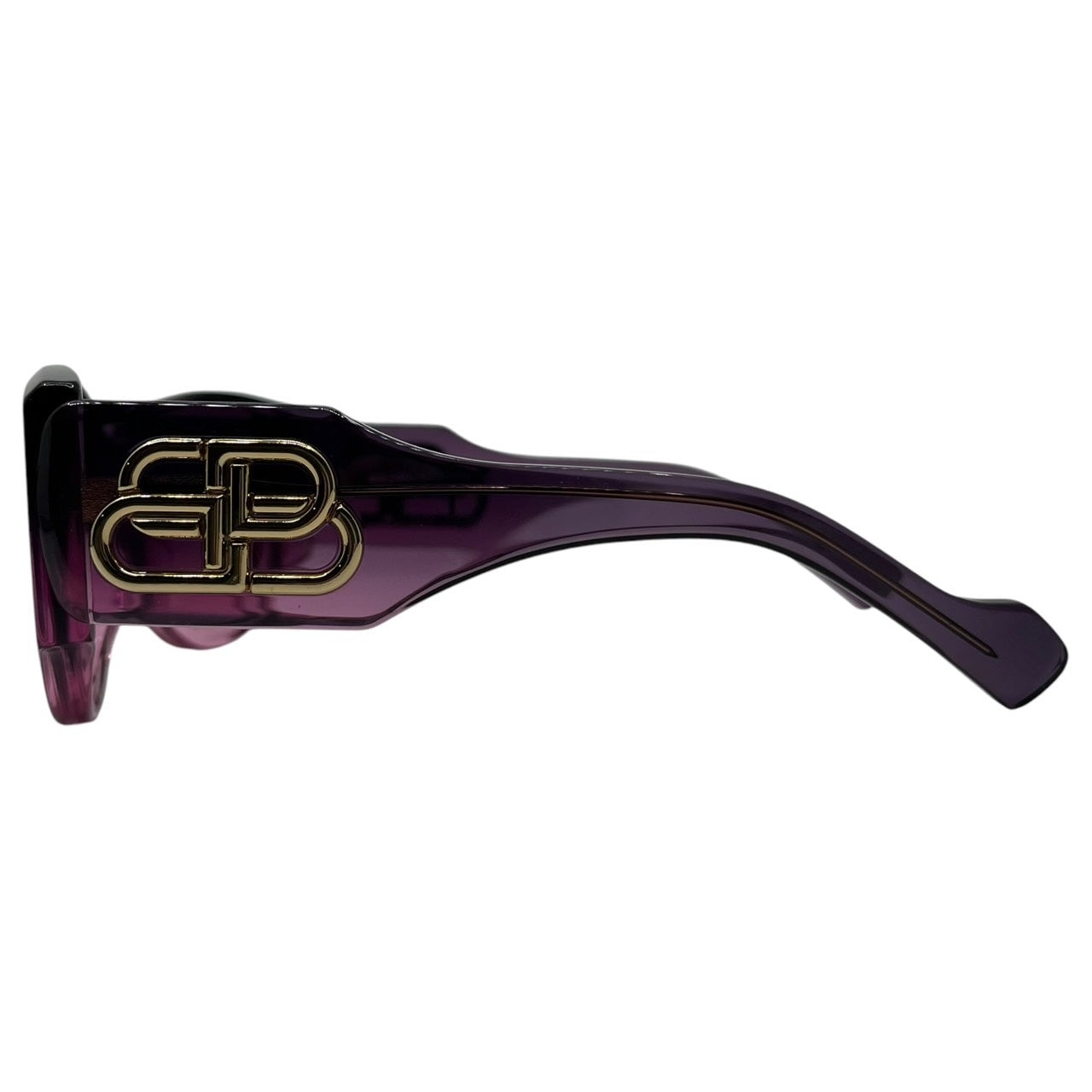 BALENCIAGA(バレンシアガ) Butterfly wellington sunglasses バタフライウェリントン サイドロゴ サングラス BB0070S 50□22-135 パープル ケース付 クリア