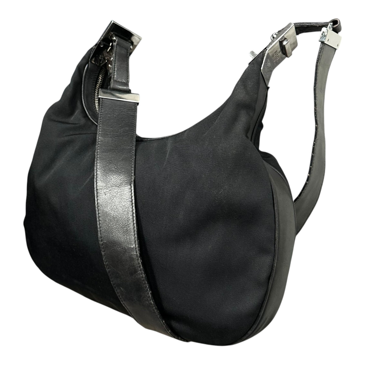 GUCCI(グッチ) 2001SS By Tom Ford 2way Hobo Bag - Nylon Leather トムフォード期 ホーボー バッグ ナイロン レザー 001・3315 002058 ブラック 00's アーカイブ ワンショルダー