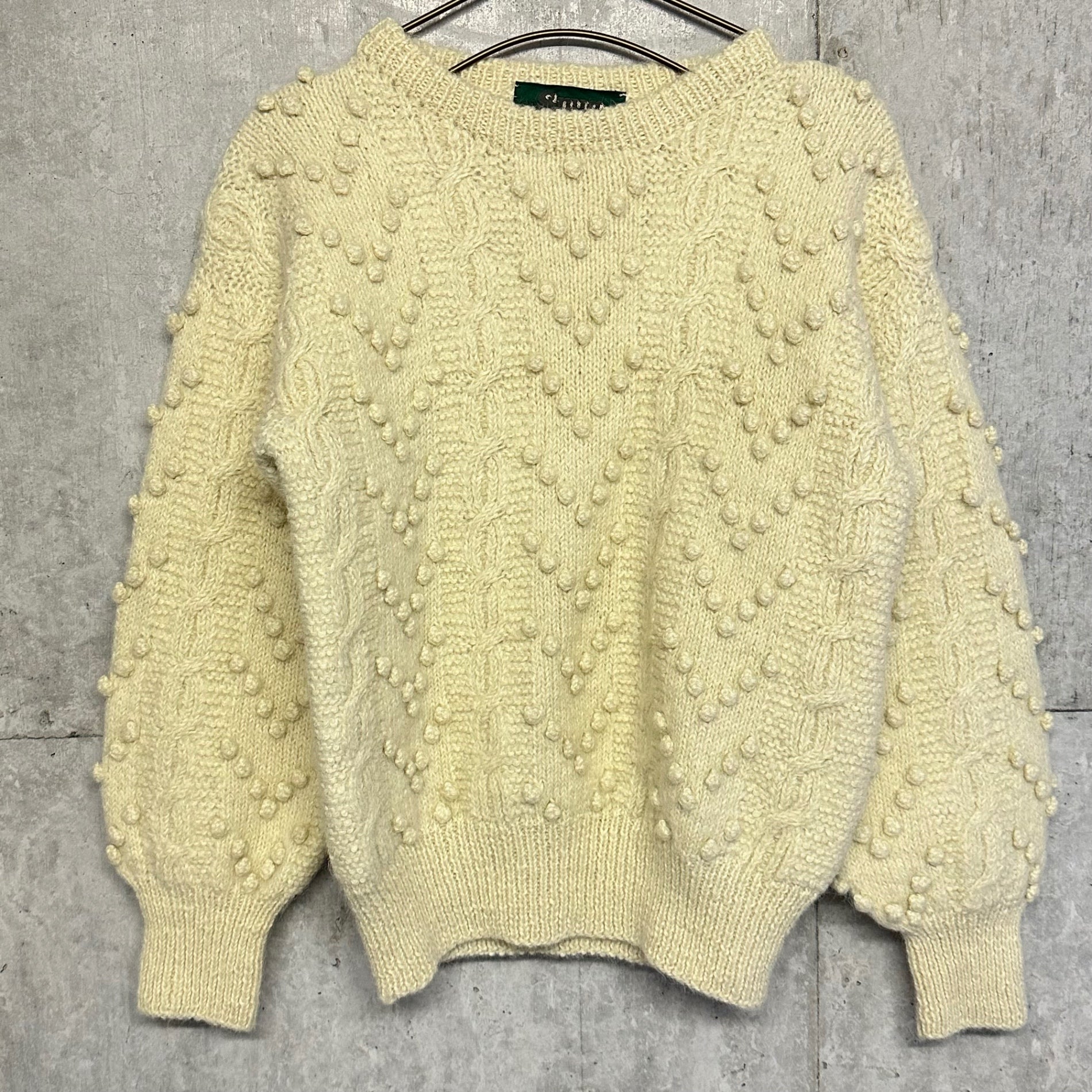 VINTAGE(ヴィンテージ) Peruvian Made Alpaca 100% Popcorn Knit ペルーメイド アルパカ100% ポップコーン ニット FREE(Sサイズ相当) アイボリー