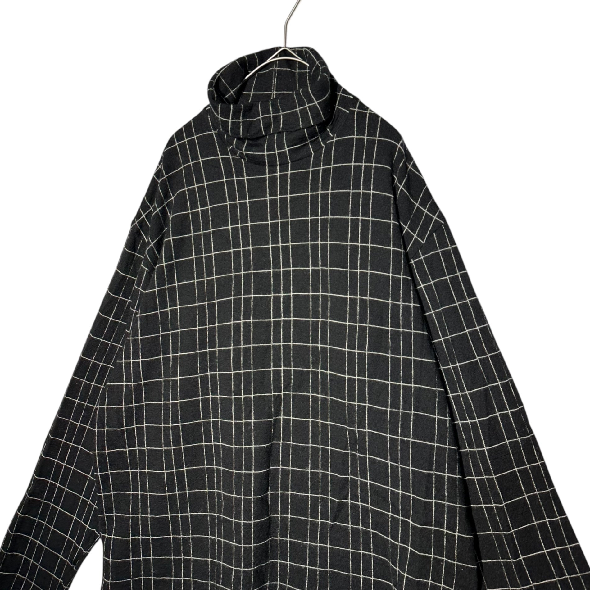 Y's for men(ワイズフォーメン) 90's Turtleneck Check Knit タートルネック チェック ニット MH-T08-132 表記無し(L程度) ブラック