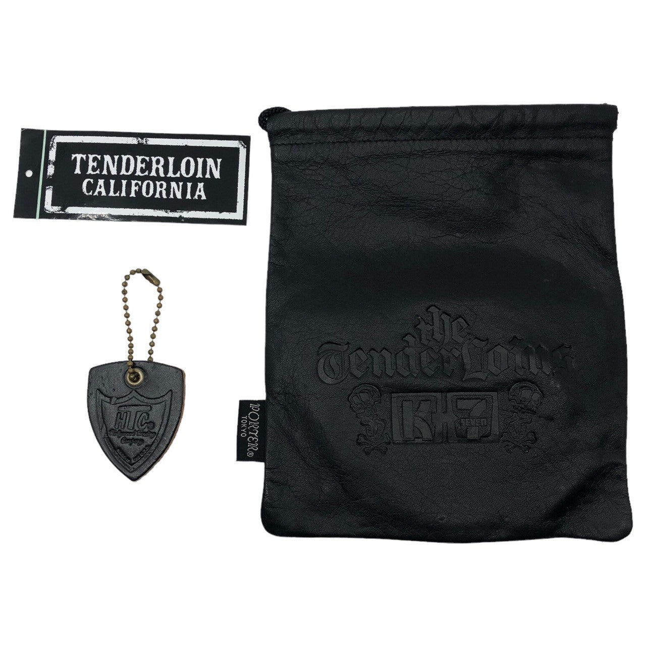 TENDERLOIN×HTC×PORTER(テンダーロイン×エイチティーシー×ポーター) studded narrow belt スタッズ ナロー ベルト T-STD BLT XL ブラック×ブルー 茶芯