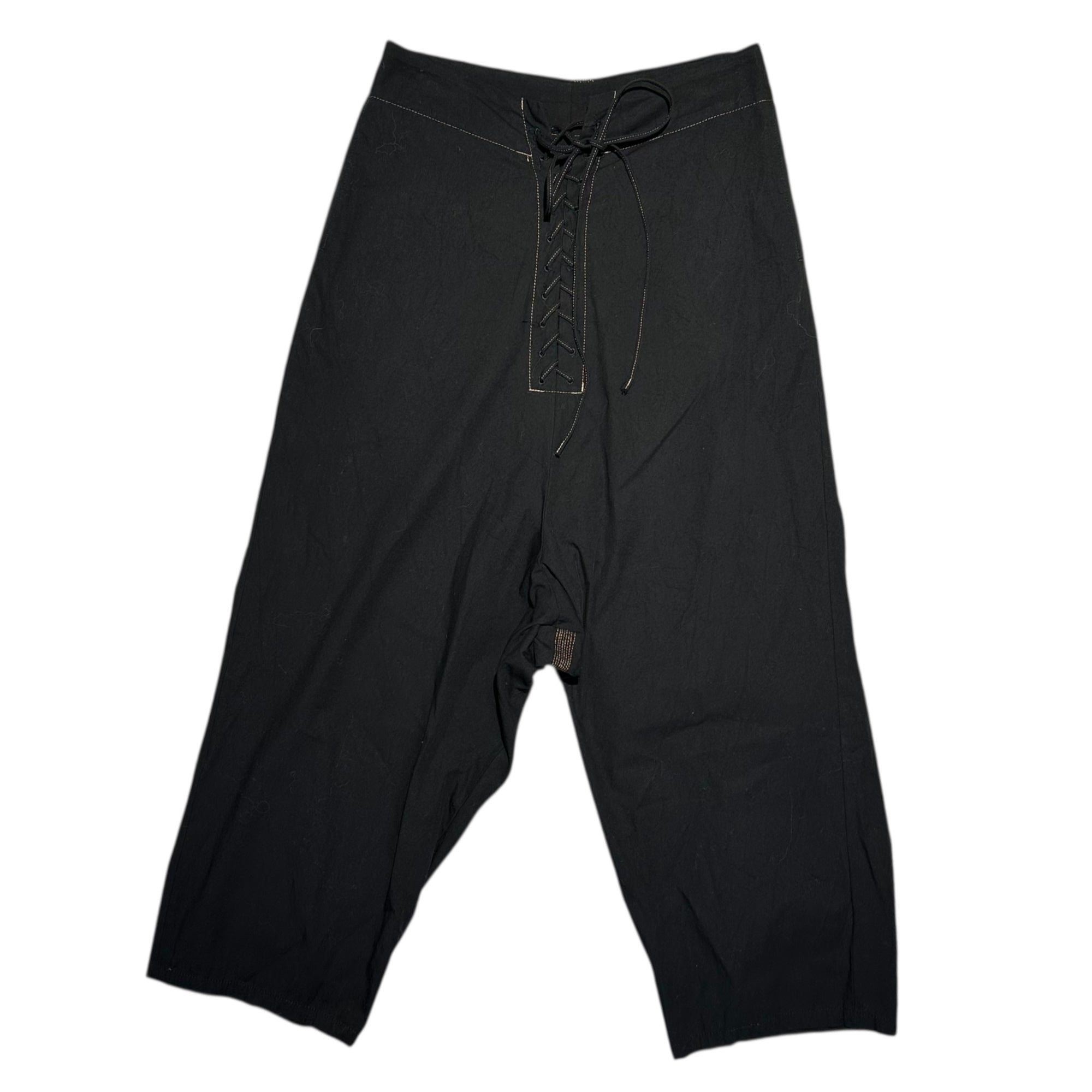 YOHJI YAMAMOTO(ヨウジヤマモト) Waist Lace-Up Stitched Harem Pants ウエスト レースアップ ステッチ サルエル パンツ FM-P08-001 1 ブラック