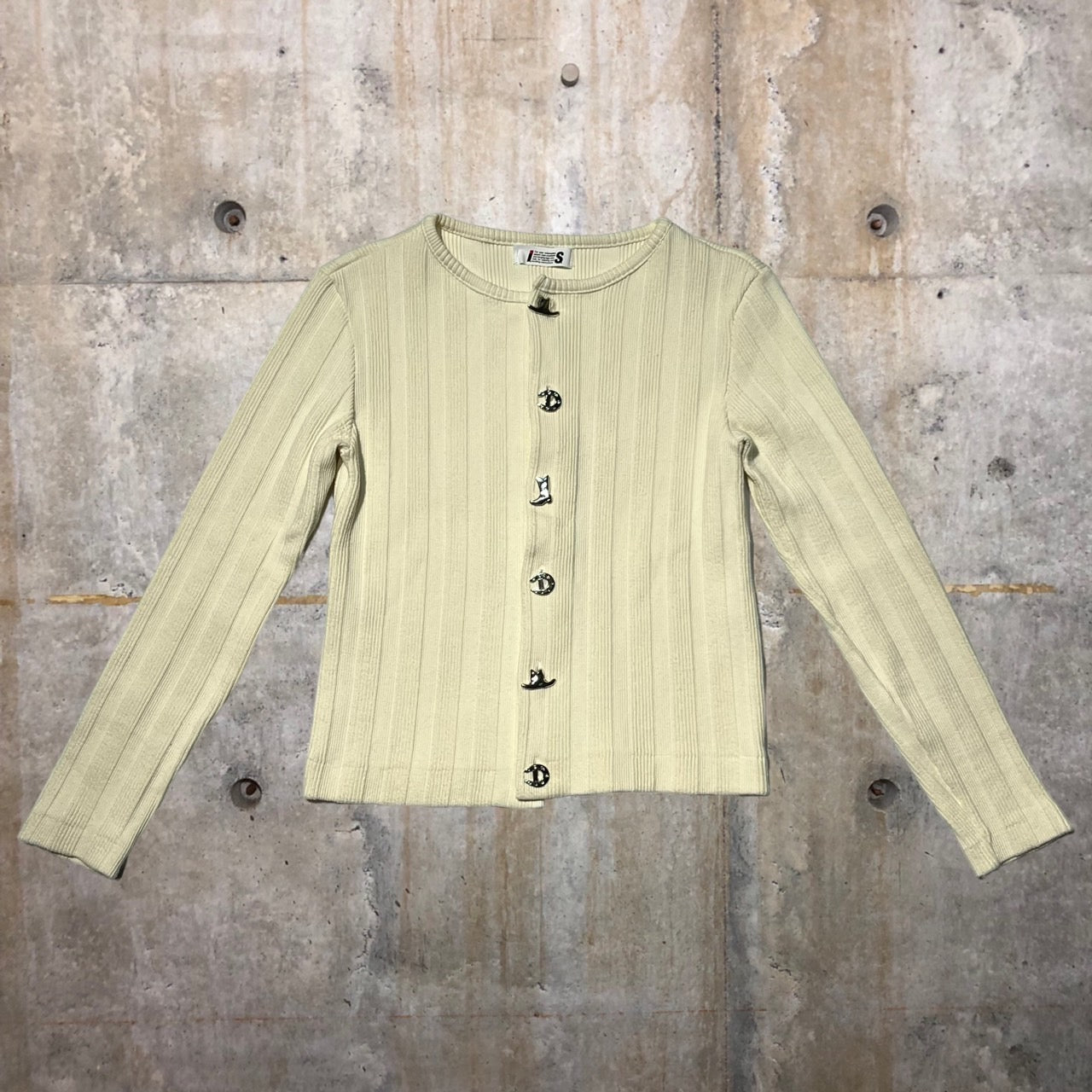 i.s. ISSEY MIYAKE(アイエス イッセイミヤケ) 90's design button ribbed cardigan/デザインボタンリブカーディガン IS23JO014 M アイボリー