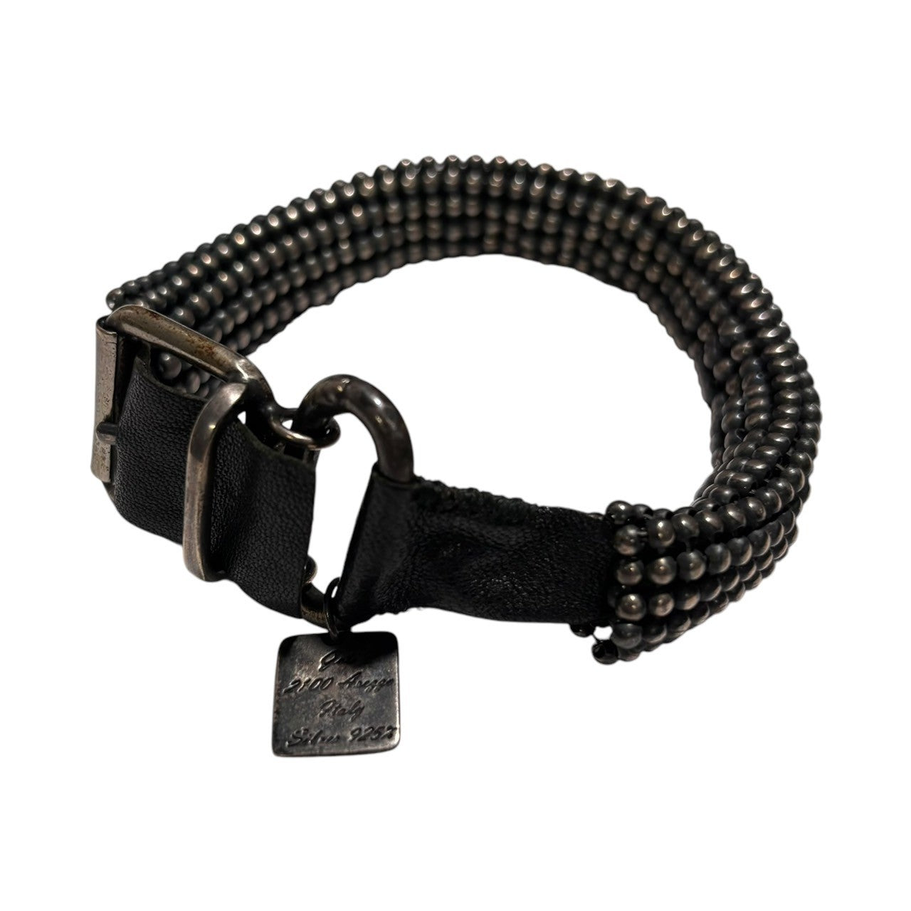 GOTI(ゴティ) 925 silver ball chain Leather bracelet シルバー ボール チェーン レザー ブレスレット ブラック×シルバー アクセサリー