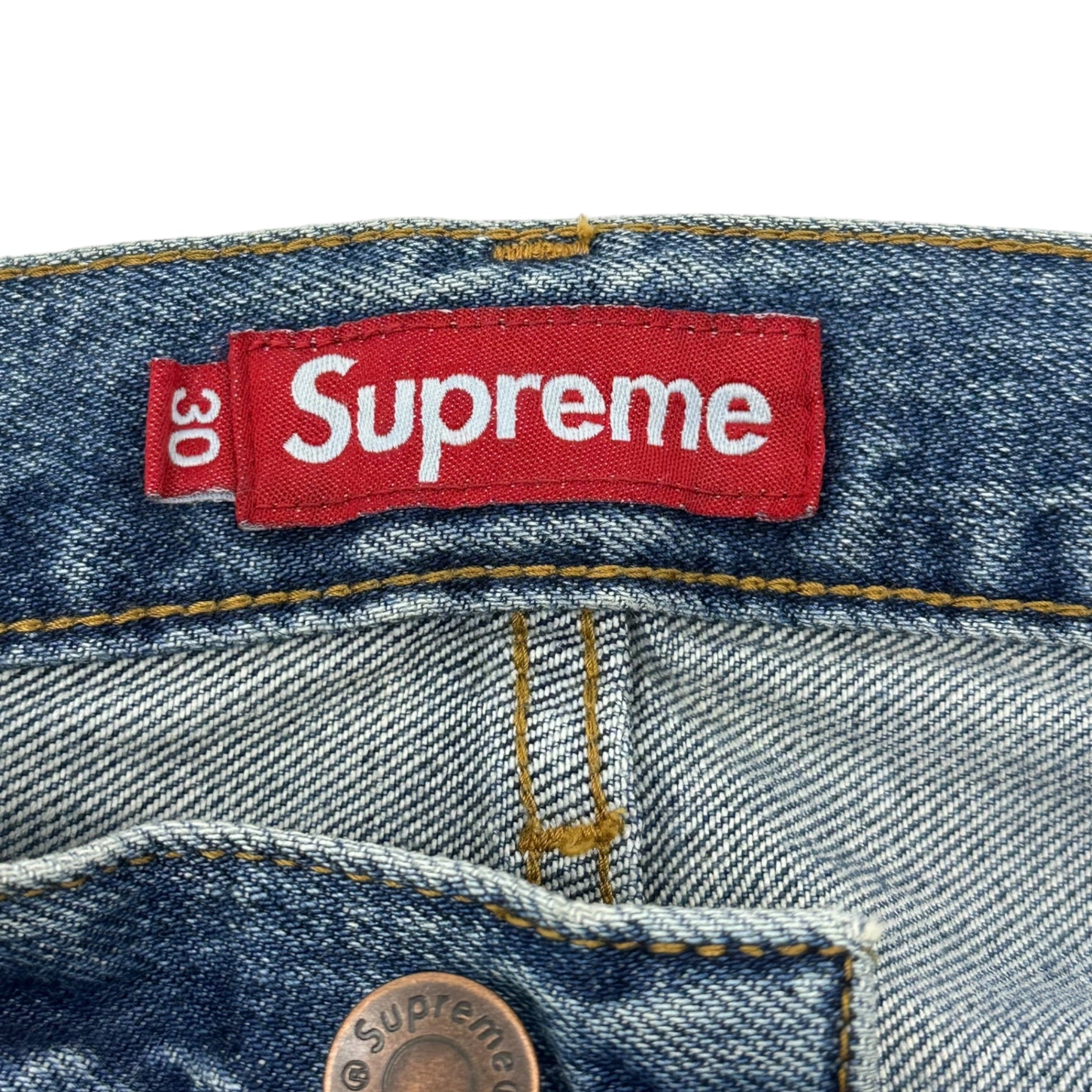 SUPREME(シュプリーム) 24AW Distressed Loose Fit Selvedge Jean ヴィンテージ 加工 ワイド デニム パンツ 30 インディゴ 24FW