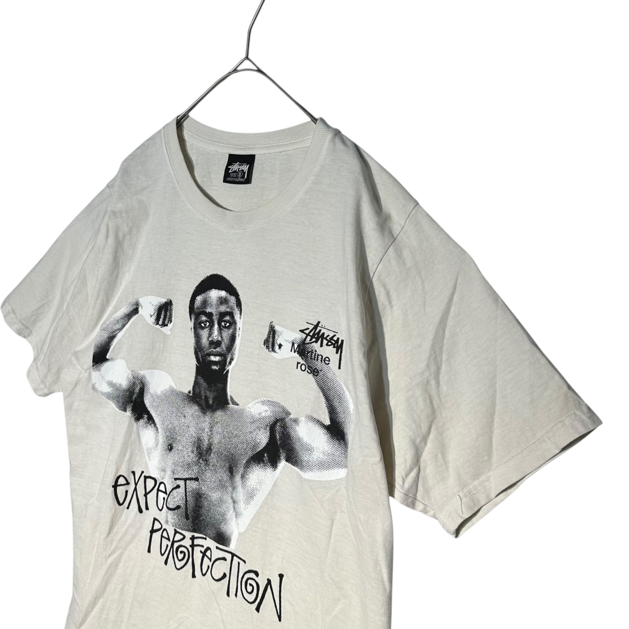 STUSSY×MARTINE ROSE(ステューシー×マーティンローズ) 23SS Stand Firm Pigment Dyed Tee コラボ グラフィック ロゴ Tシャツ S ホワイト