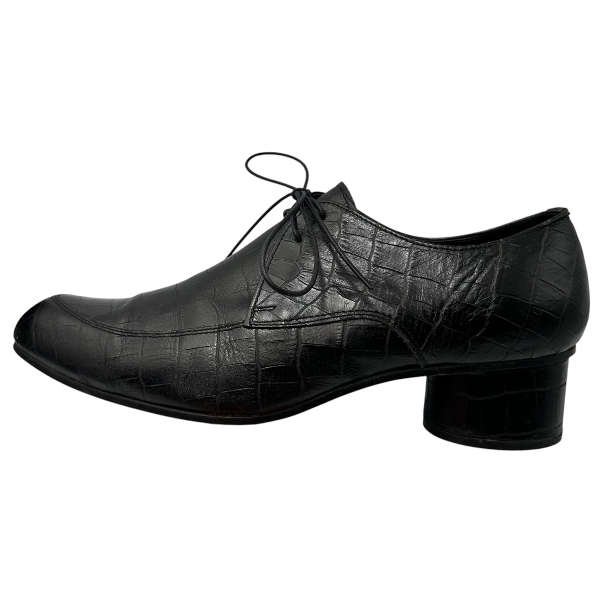 COMME des GARCONS HOMME PLUS(コムデギャルソンオムプリュス) Croc-embossed leather heeled shoes クロコ 型押し レザー ヒール シューズ 26cm ブラック 革靴