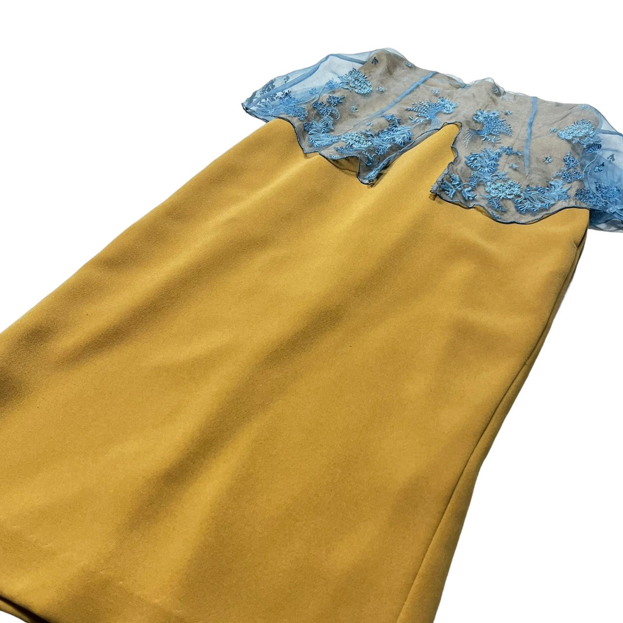 mame kurogouchi(マメクロゴウチ) 18SS LacePeplum Skirt フラワー シルク レース ロング タイト スカート MM18SS-SK001 1(S程度) ブラウン