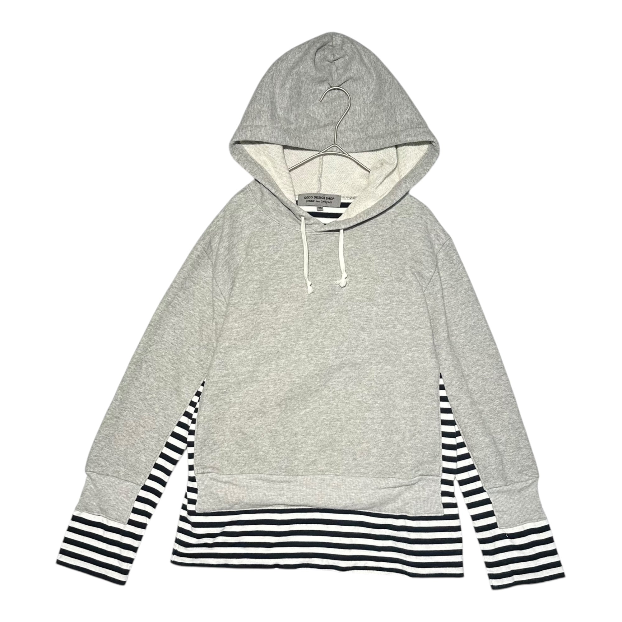 GOOD DESIGN SHOP COMME des GARCONS(グッドデザインショップコムデギャルソン) Striped Docking Pullover Hoodie ボーダー ドッキング プルオーバー パーカー II-T007 M グレー×ネイビー AD2016