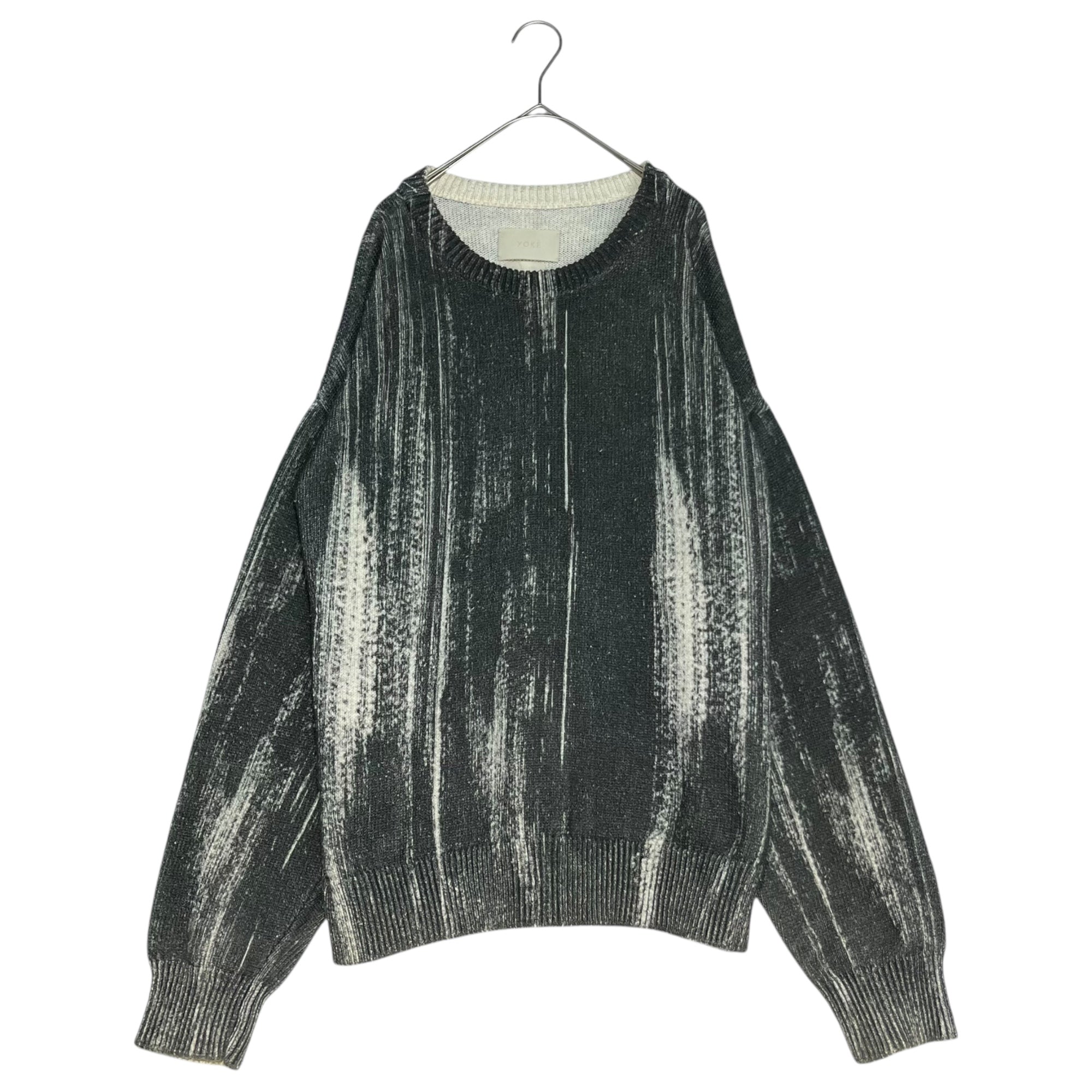 YOKE(ヨーク) 22SS Printed Cotton Cneck Sweater プリント コットン チェック セーター コットンニット YK22SS0347S 2 ブラック