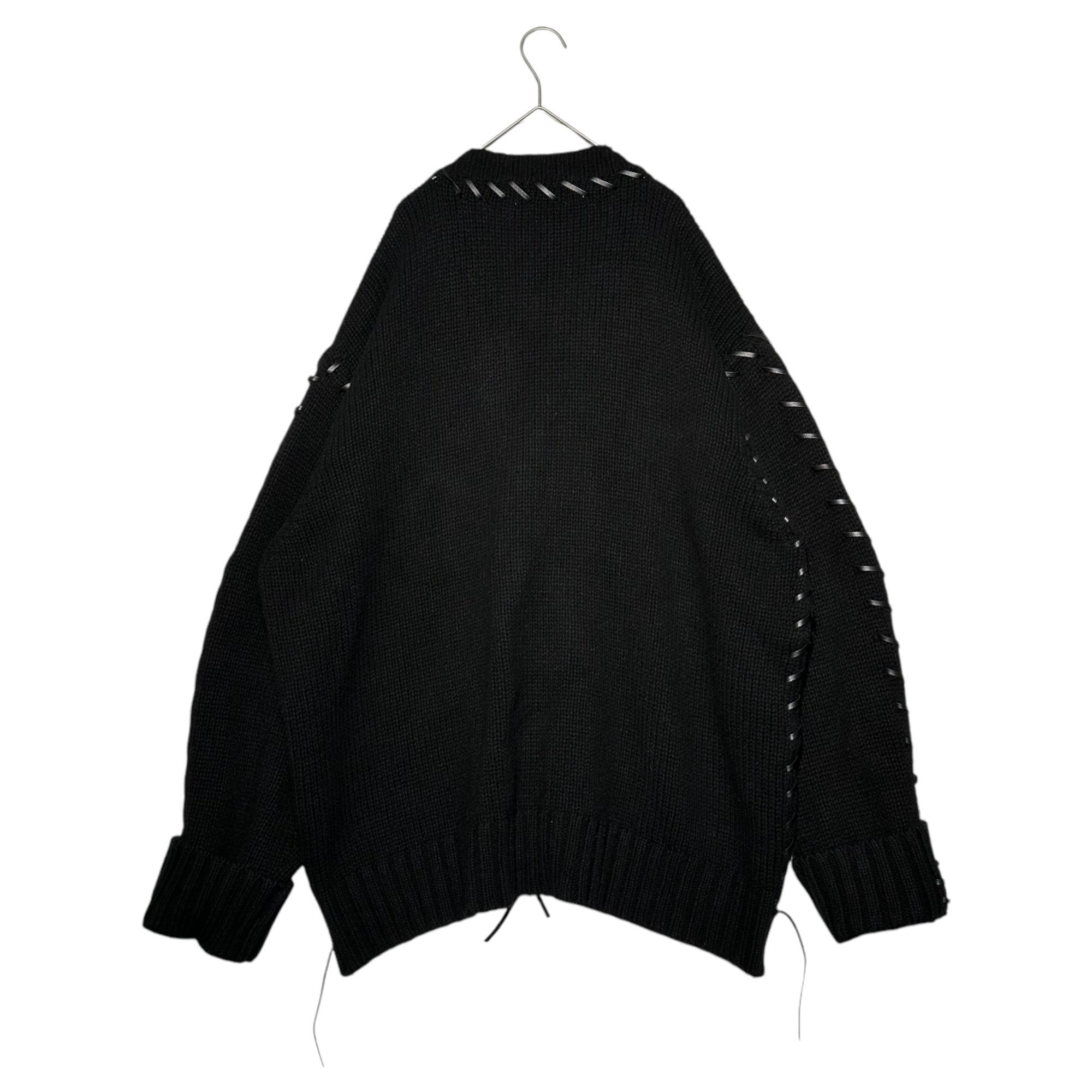 DISCOVERED(ディスカバード) 22AW LOOPING KNIT CARDIGAN レザー ループ ニット カーディガン DC-AW22-KN-04 2(M程度) ブラック