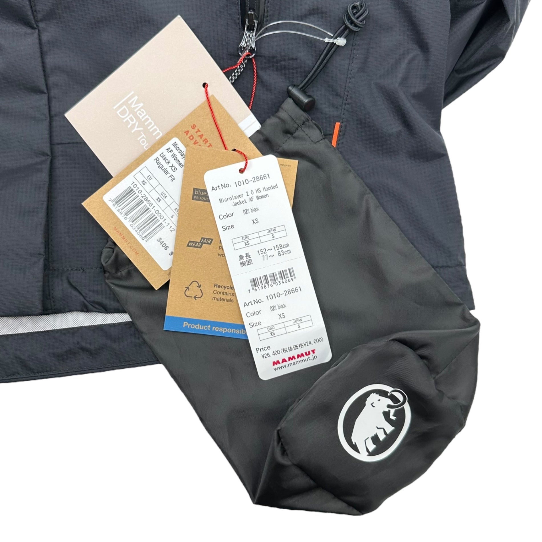 MAMMUT(マムート) Microlayer 2.0 HS Hooded Jacket AF マイクロレイヤー 2.0 ハードシェル フーデッド ジャケット 1010-28661 XS ブラック マウンテンパーカー アウトドア 登山