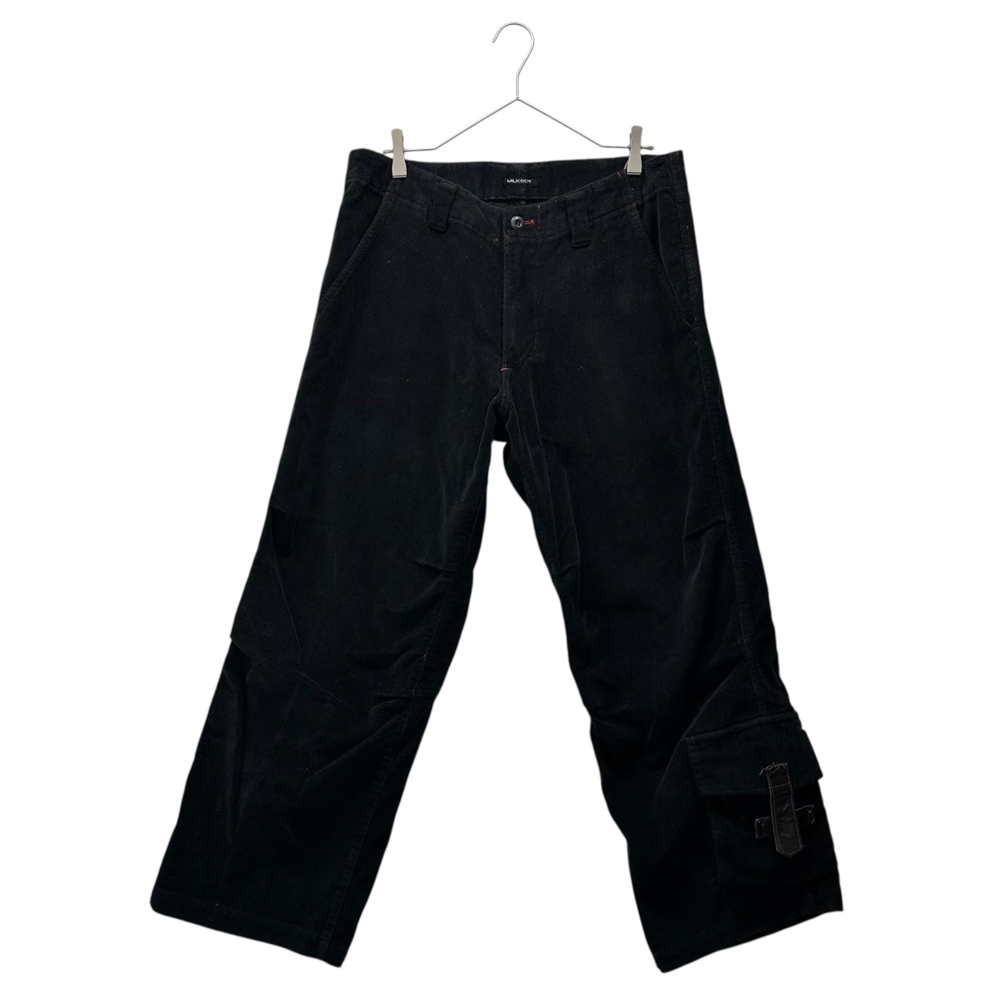 MILKBOY(ミルクボーイ) 90~00's Punk Hem Pocket Red Stitch Cropped Pants 90年 00年代 裾ポケット レッドステッチ クロップドパンツ 0P-0086 FREE(L程度) ブラック×レッド