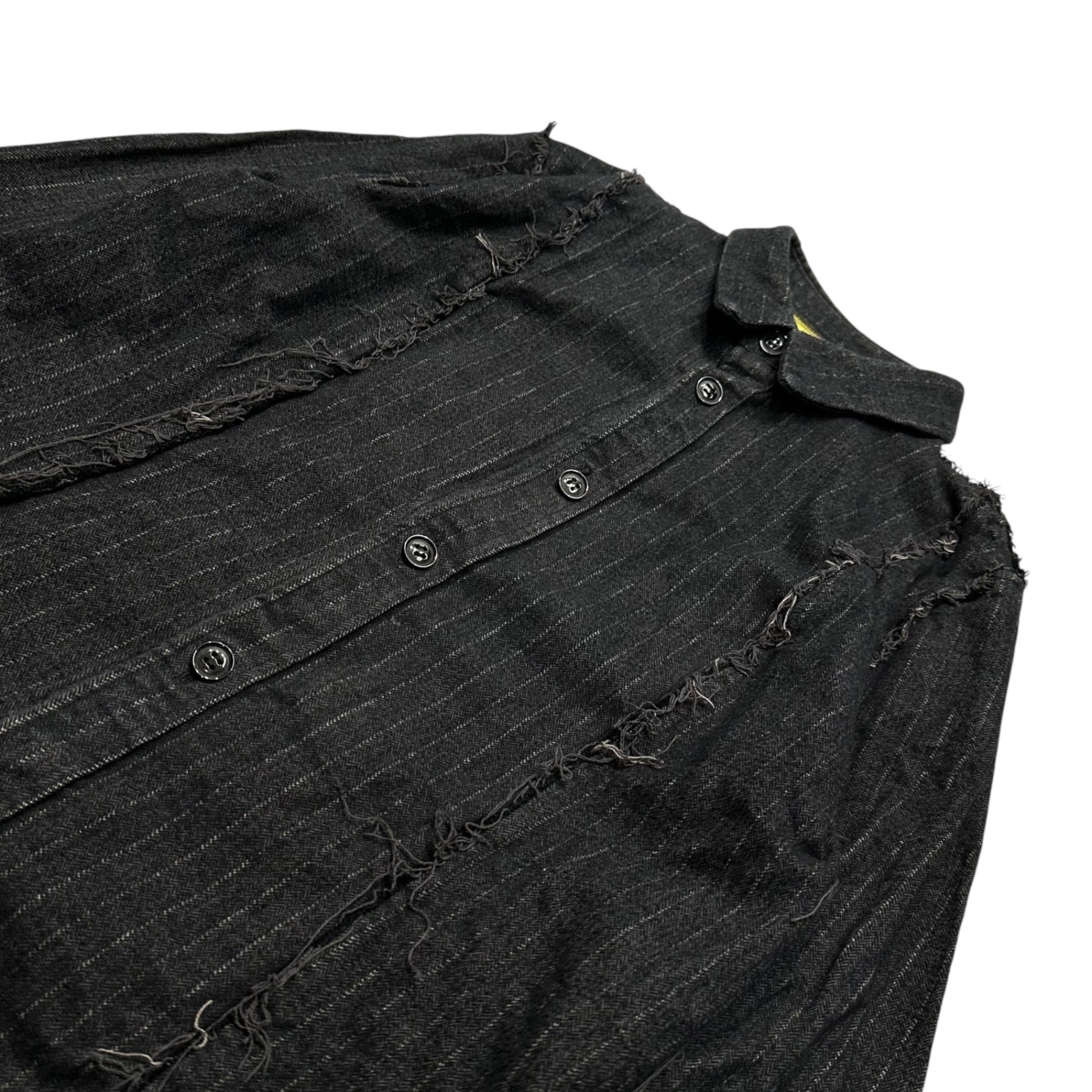 Nemeth(ネメス) Cut-off Stripe Cotton L/S Flannel Shirt 断ち切り ストライプ コットン 長袖 ネル シャツ 2045 S チャコールグレー×ライトグレー