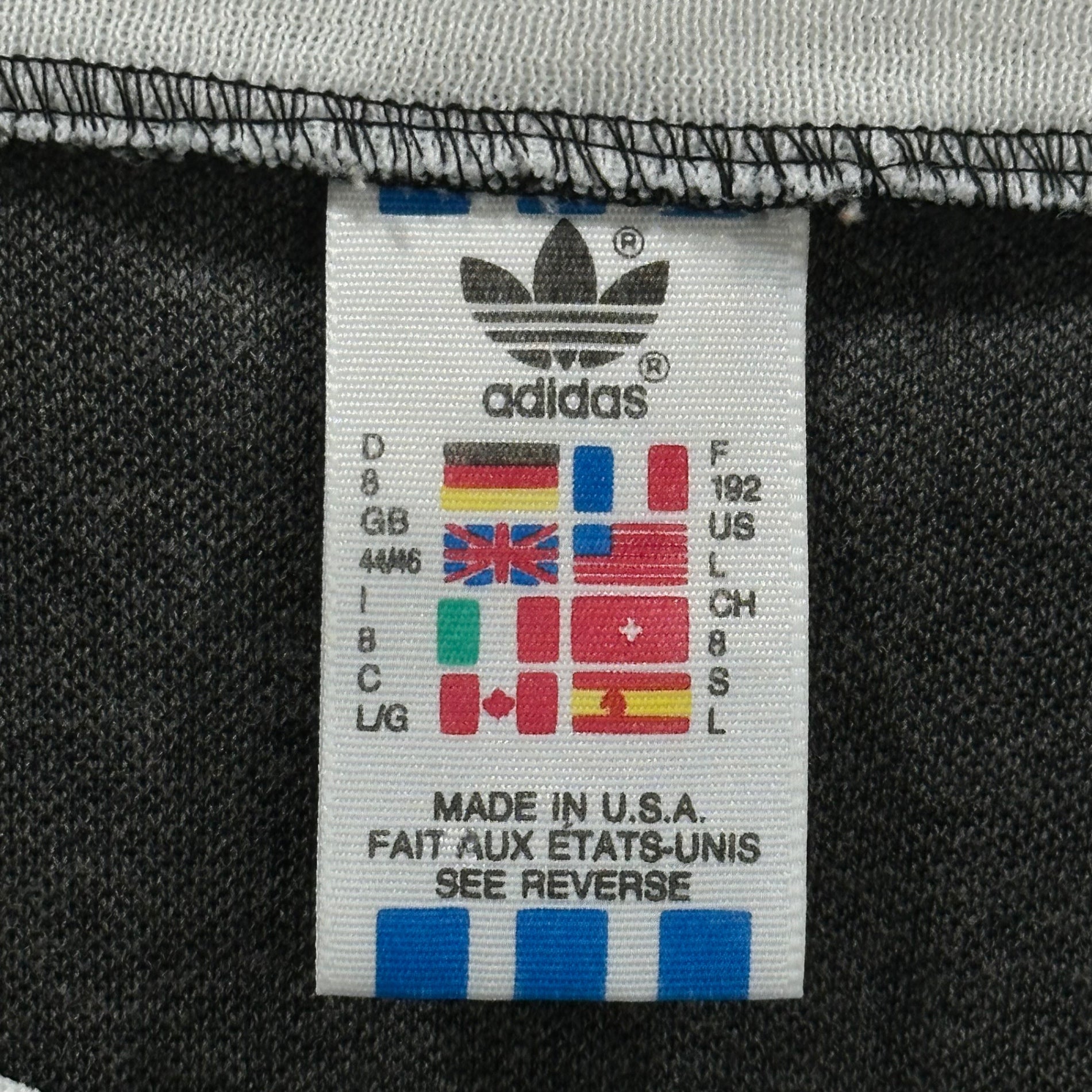 adidas(アディダス) 1980's Three-Line Truck Top 三本ライン トラック トップ カットソー L ブラック×ホワイト MADE IN USA 万国旗タグ 80年代