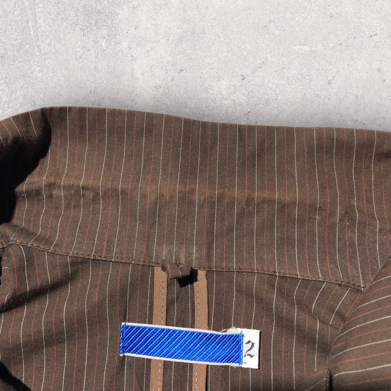 NUMBER (N)INE(ナンバーナイン) 90’s S/S zip pocket striped shirt 半袖 ジップ ポケット ストライプ シャツ S(Mサイズ程度) ブラウン 初期青タグ 90年代