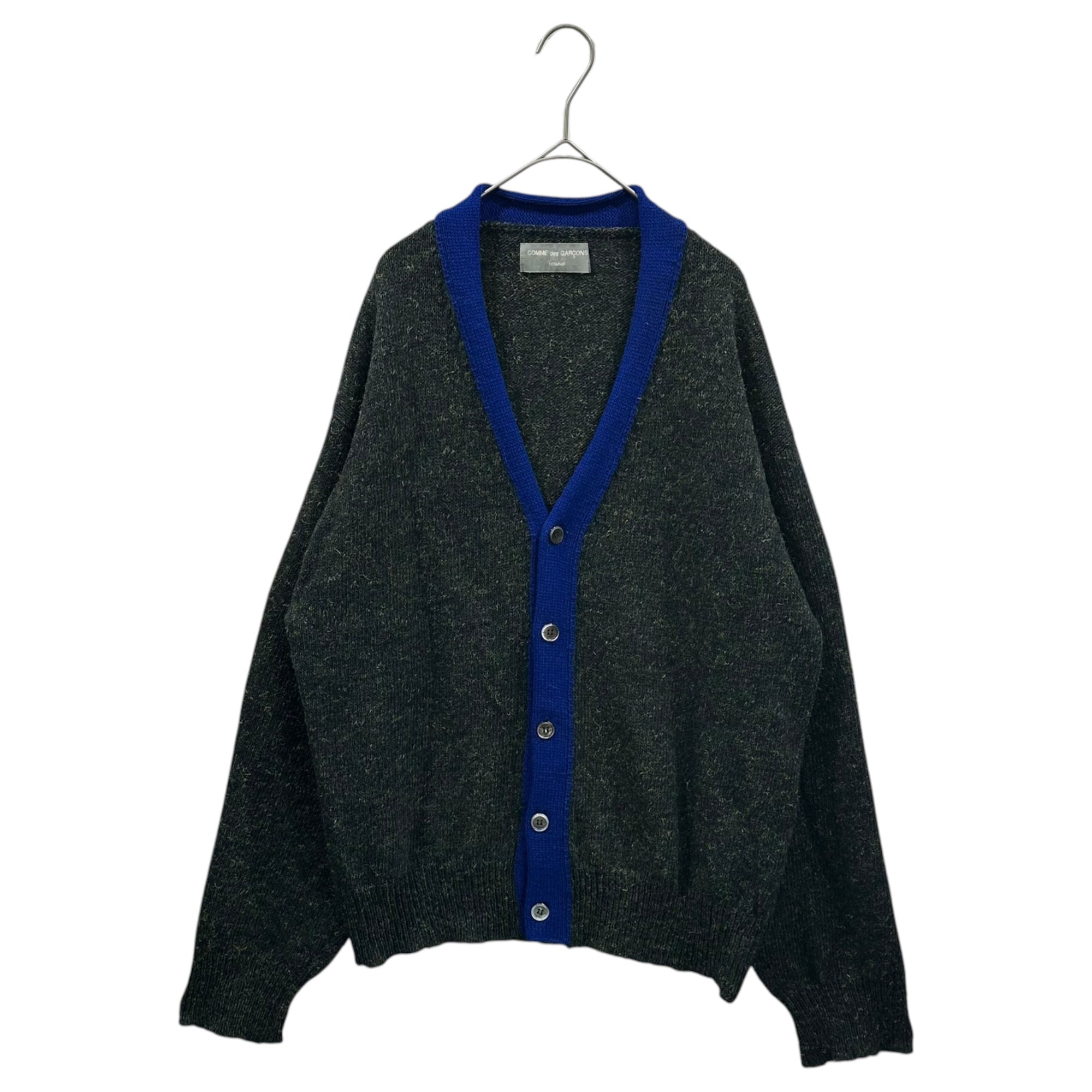 COMME des GARCONS HOMME(コムデギャルソンオム) 1996AW Frame Wool Knit Cardigan フレーム ウール ニット カーディガン HN-080020 表記無(XL程度) カーキ×ブルー 90's 90年代 AD1996