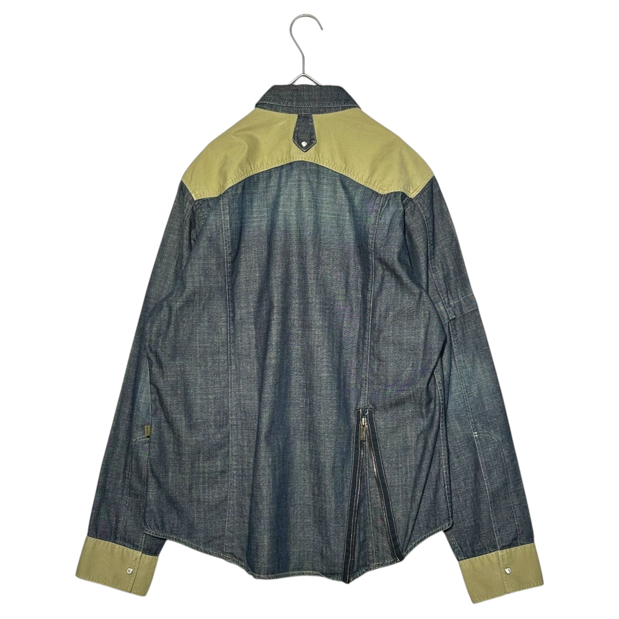 KENZO HOMME(ケンゾーオム) 90’s Archive hunting pocket denim shirt アーカイブ ハンティング ポケット デニム シャツ L インデイゴ×ベージュ 90年代
