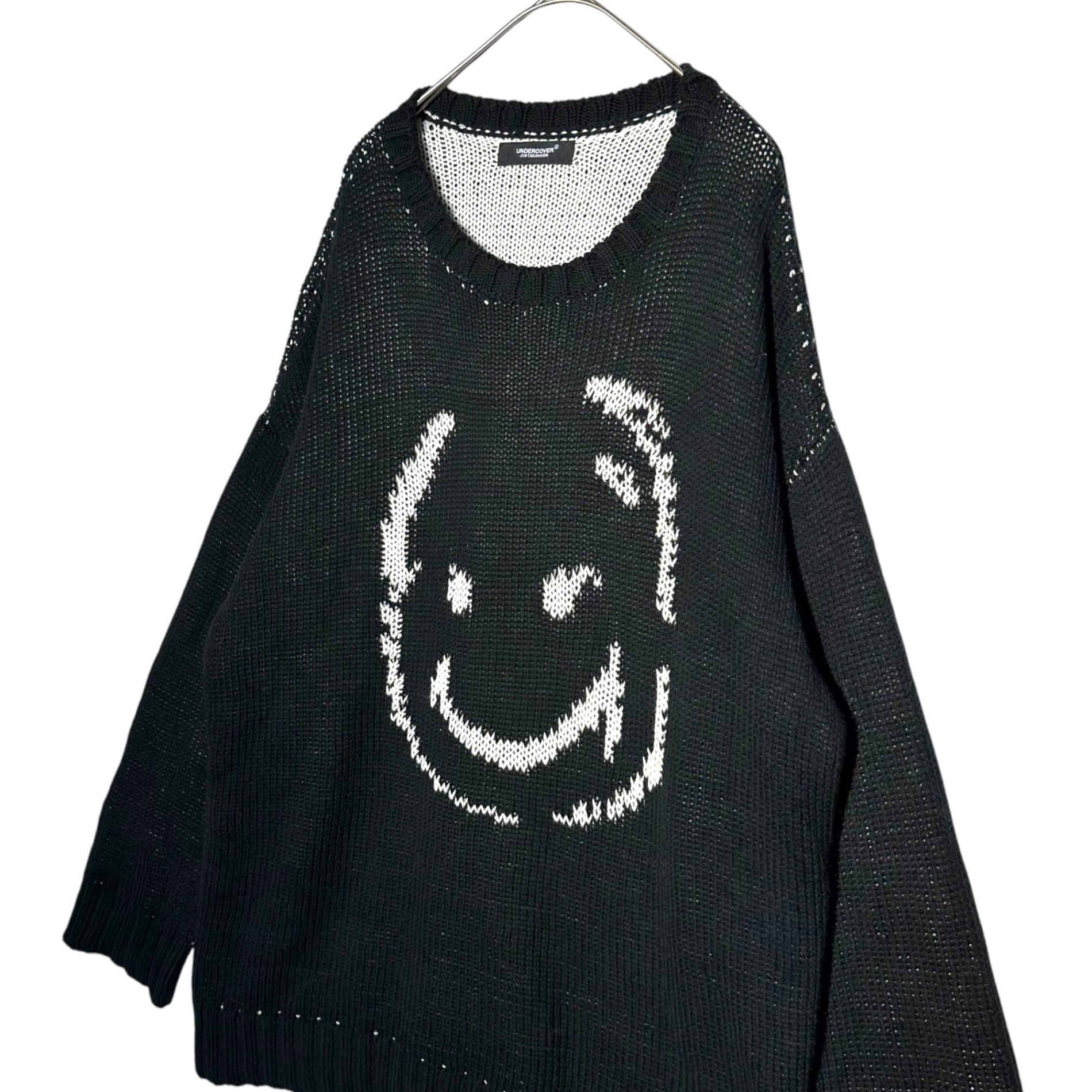 UNDERCOVER(アンダーカバー) 19SS VLADS スマイリー グラフィック ニット UCW4903 2 BLACK×ホワイト セーター 厚手 コットン ウール