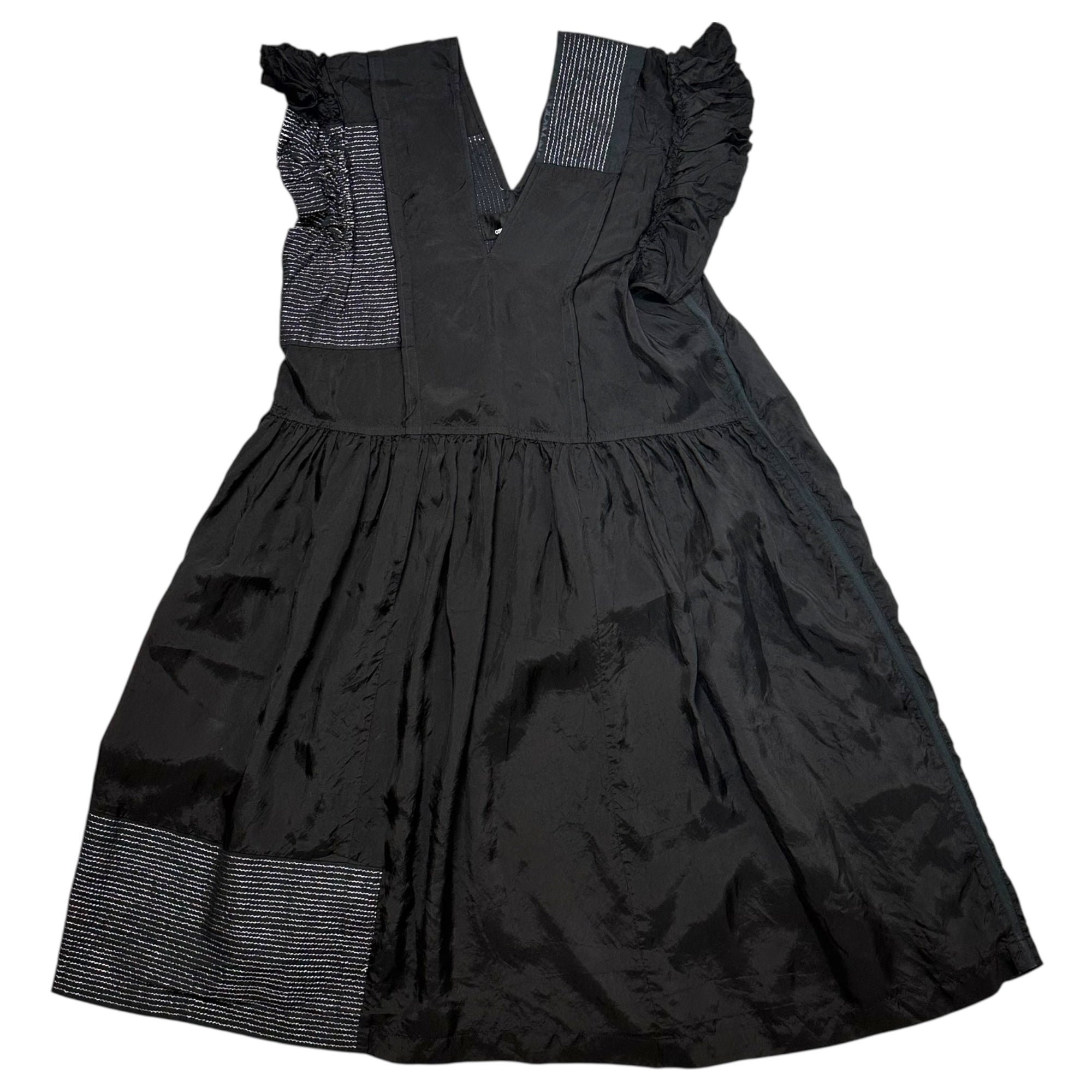 tricot COMME des GARCONS(トリココムデギャルソン) 08SS Silver Stitch Design Deformed Sleeve One Piece Dress シルバーステッチ デザイン 変形 スリーブ ワンピース TA-0013 S ブラック×シルバー AD2007