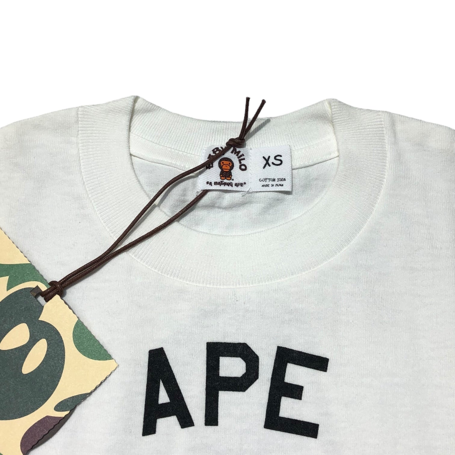 A BATHING APE(アベイシングエイプ) 00's BABY MILO print T-shirt ベイビー マイロ プリント Tシャツ XS ホワイト×ブラック デッドストック Y2K ミニT チビ
