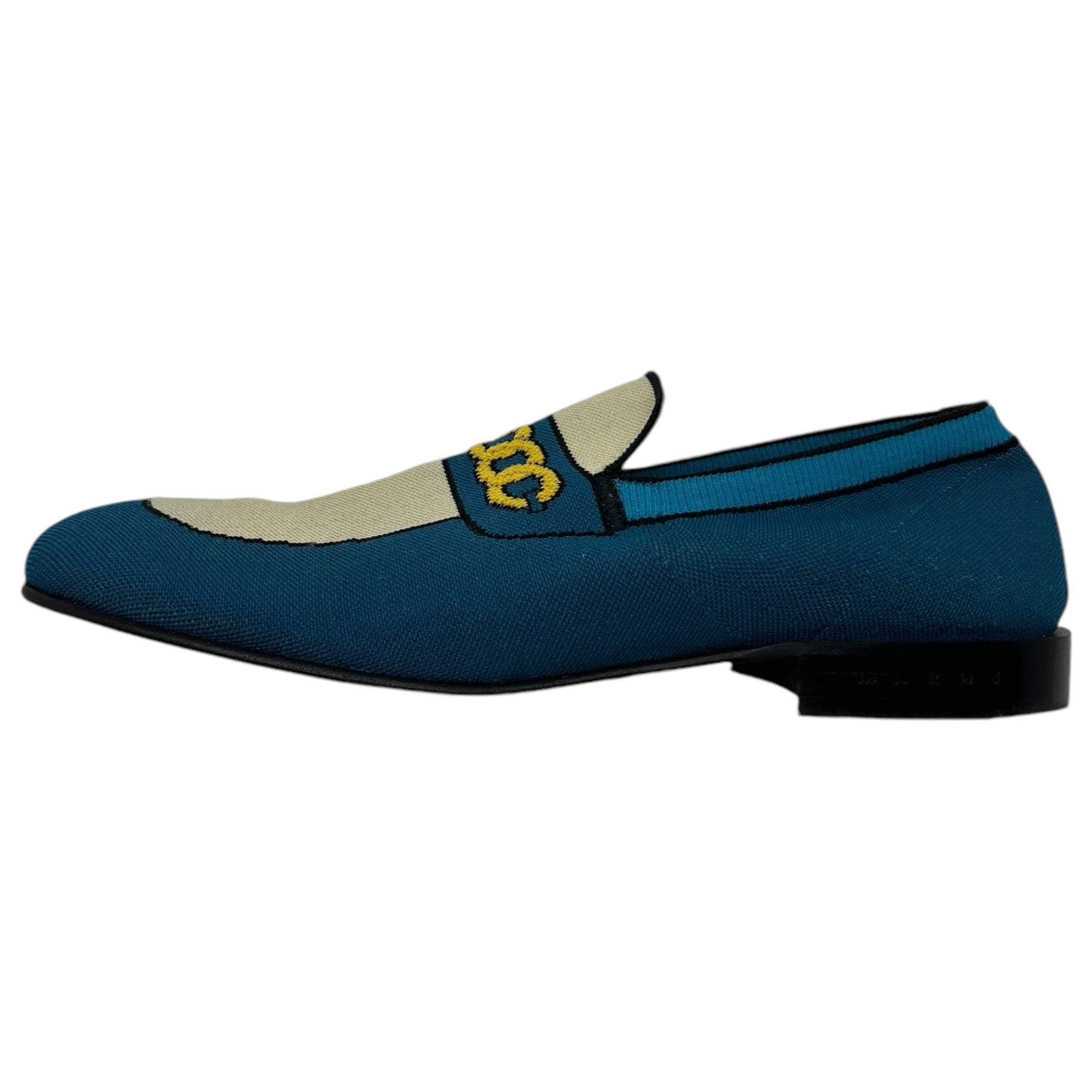 MARNI(マルニ) Trompe l'oeil jacquard knit loafers トロンプルイユ ジャガード ニット ローファー 43(28cm程度) ブルー×ホワイト 箱付
