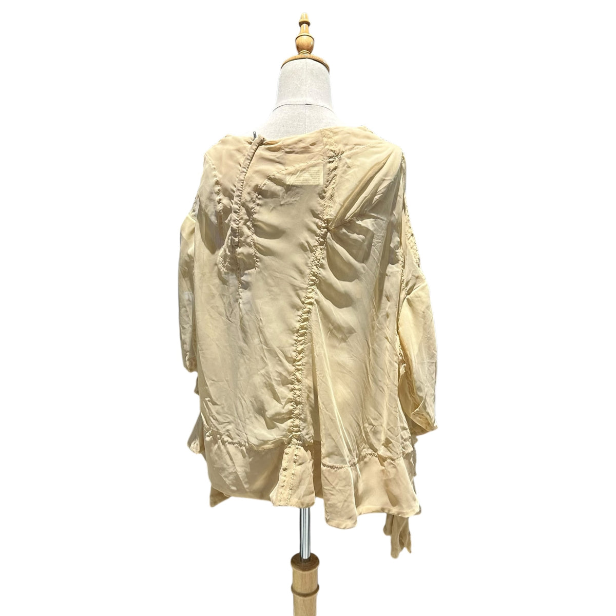 COMME des GARCONS(コムデギャルソン) 2010SS Back-Zip Curved-Sleeve Sheer Blouse バックジップ カーブスリーブ シアー ブラウス GE-S042 XS アイボリー AD2009