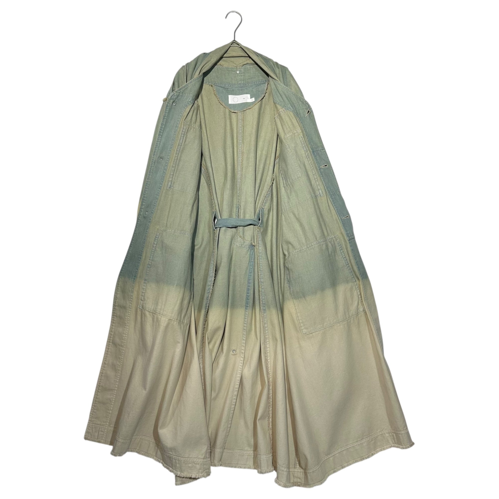 tac:tac(タクタク) 2WAY Stole Bleached Denim Long Coat ストール ブリーチ加工 デニム ロング コート TA11FA012 S ライトインディゴ×ホワイト