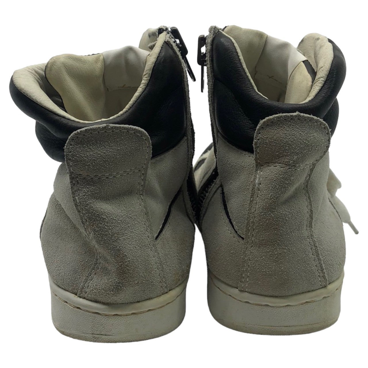 White Flags×ATTACHMENT(アタッチメント×ホワイトフラッグス) カウハイド スウェード レザー ハイカット スニーカー バイカラー サイドジップ 42(26.5cm程度) ライトグレー×ブラック 2012年 コラボ