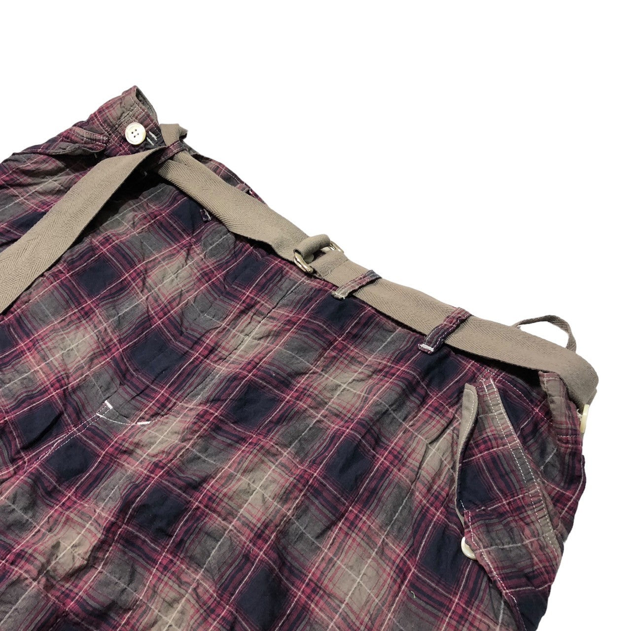 sacai(サカイ) 12SS cotton poly check shorts コットン ポリ チェック ショーツ ハーフパンツ 12-00251M SIZE 1(S) グレー×レッドパープル