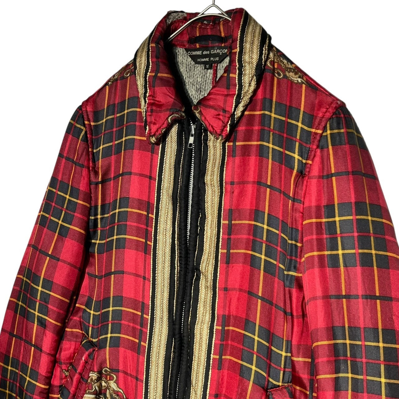 COMME des GARCONS HOMME PLUS(コムデギャルソンオムプリュス) 99AW Souvenir Kitsch scarf zip up blouson スカーフ ジップ アップ ブルゾン PJ-04096M M レッド×ブラック AD1999 アーカイブ ジャケット