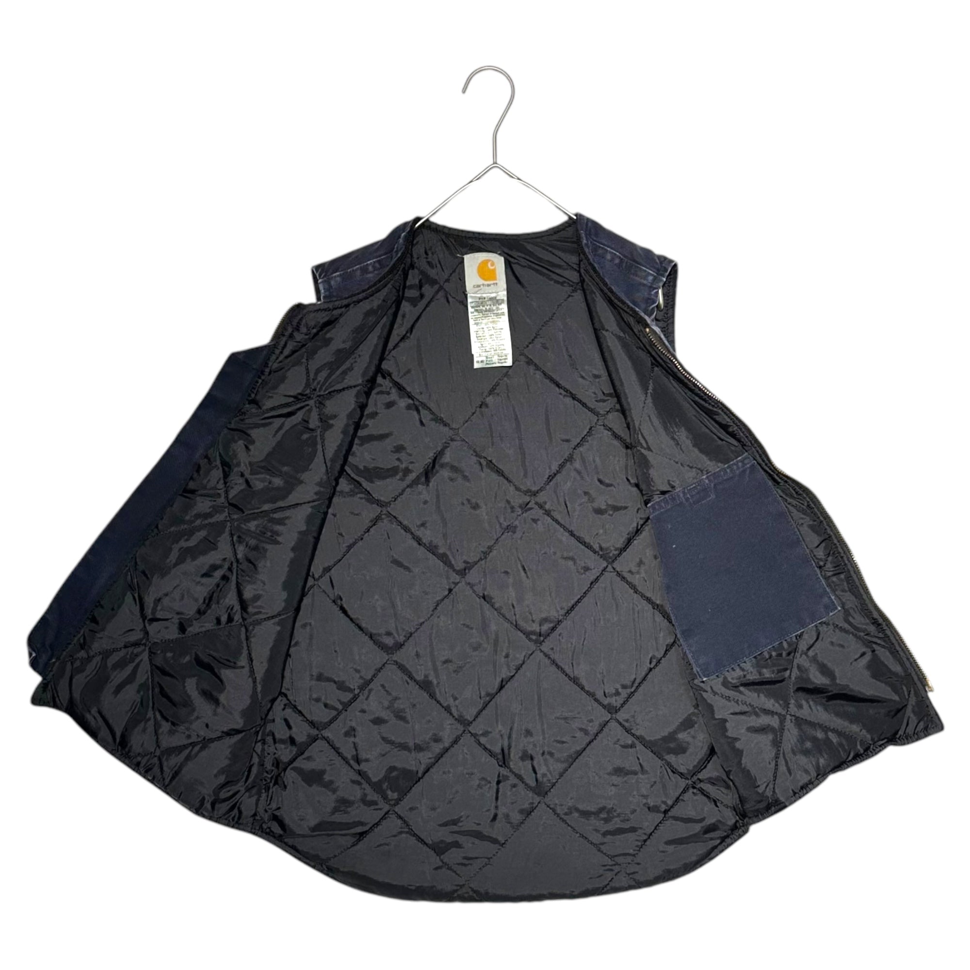 carhartt(カーハート) 00's DUCK VEST V02 MDT ダック地 中綿 ベスト S ネイビー TALL 襟カットリメイク