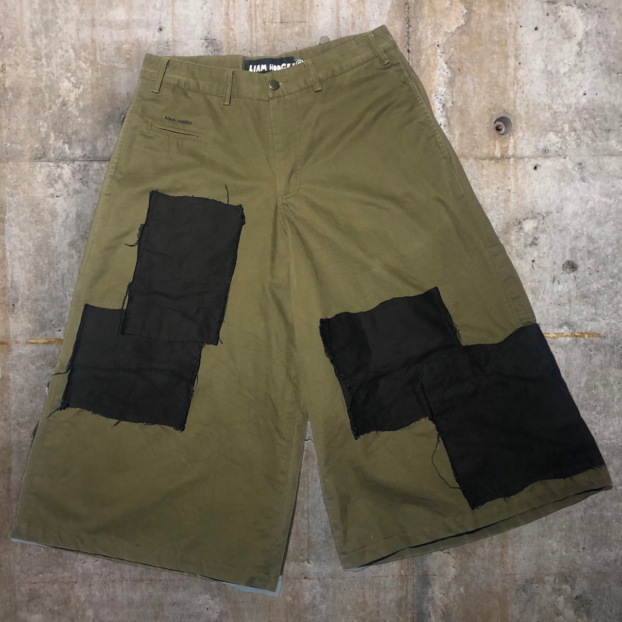 LIAM HODGES(リアムホッジス) パッチワークワイドカーゴショーツ ワイドパンツ バギーパンツ 32 カーキ
