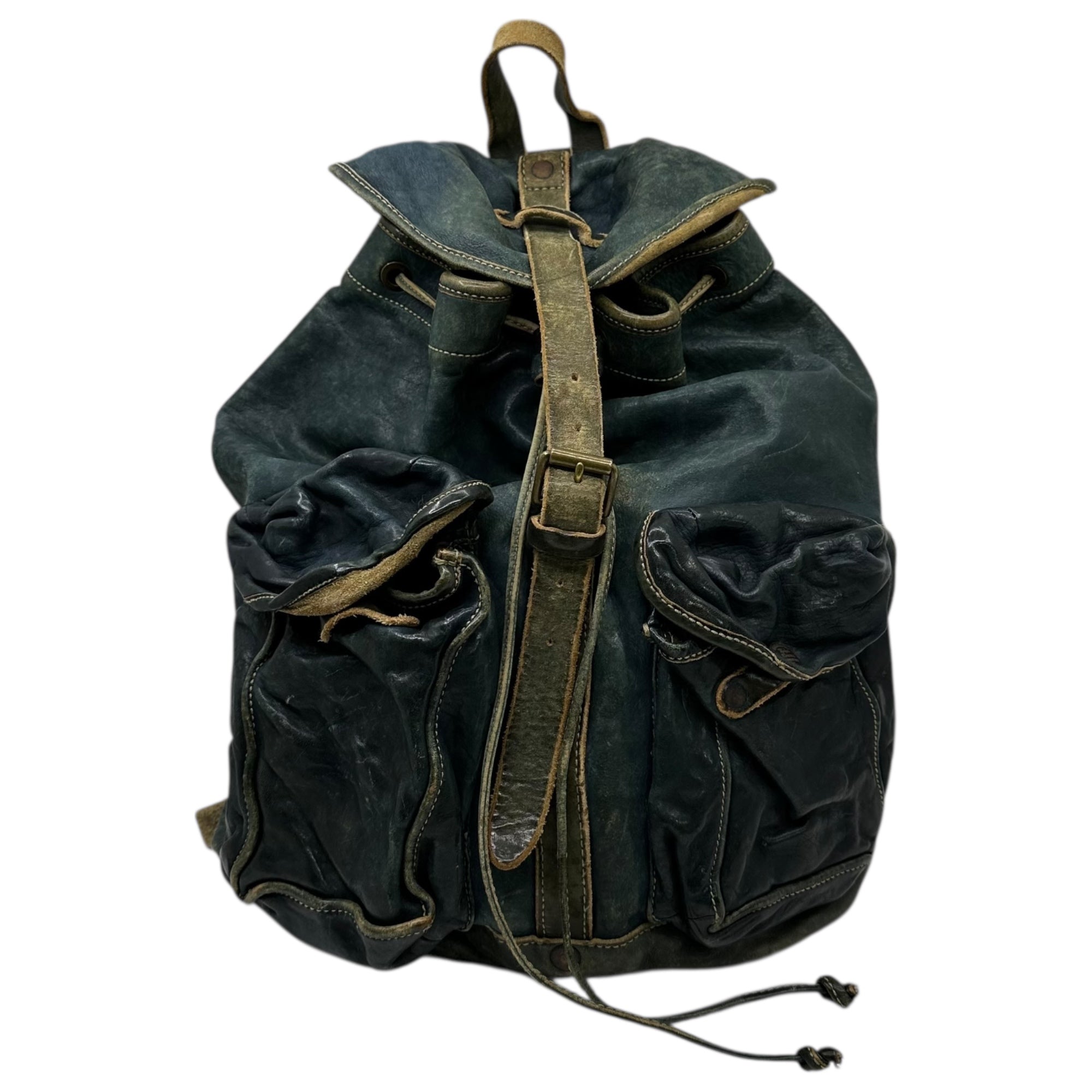 RRL(ダブルアールエル) Indigo-dyed Leather Backpack インディゴ染め レザー リュック インディゴ バッグ バックパック