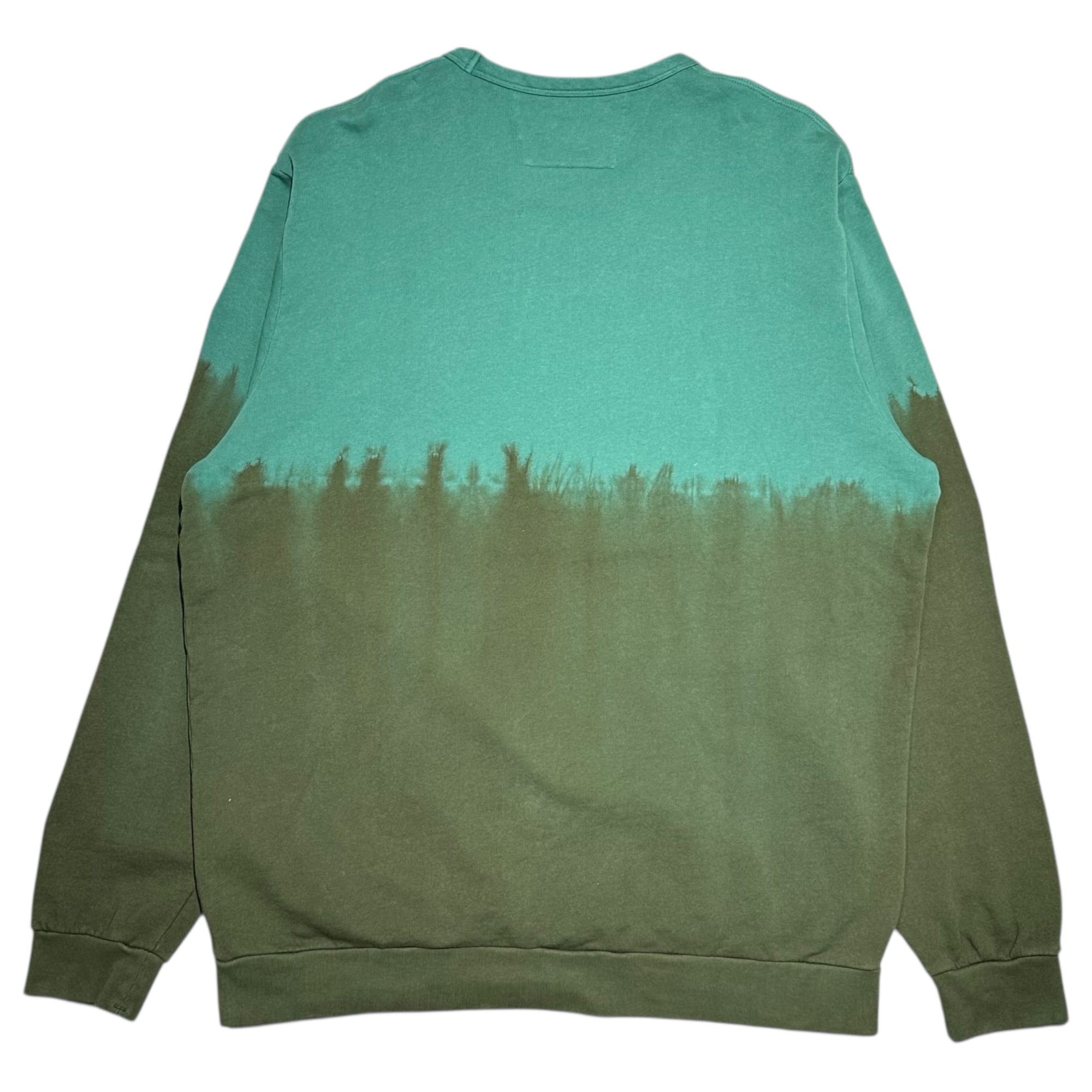 C.P.COMPANY(シーピーカンパニー) Two-Tone Center Logo Crew Neck Sweatshirt 2トーン センター ロゴ クルーネック スウェット 14CMSS251A 006312S XXL グリーン×カーキ